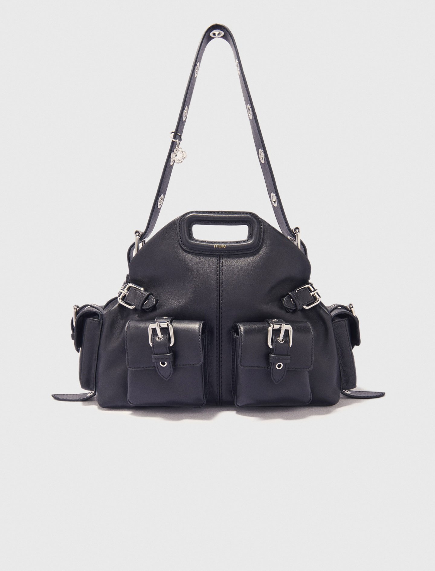 Woman's leather Miss M cargo bag in leather for Spring/Summer, size One Size, in color Black / Black