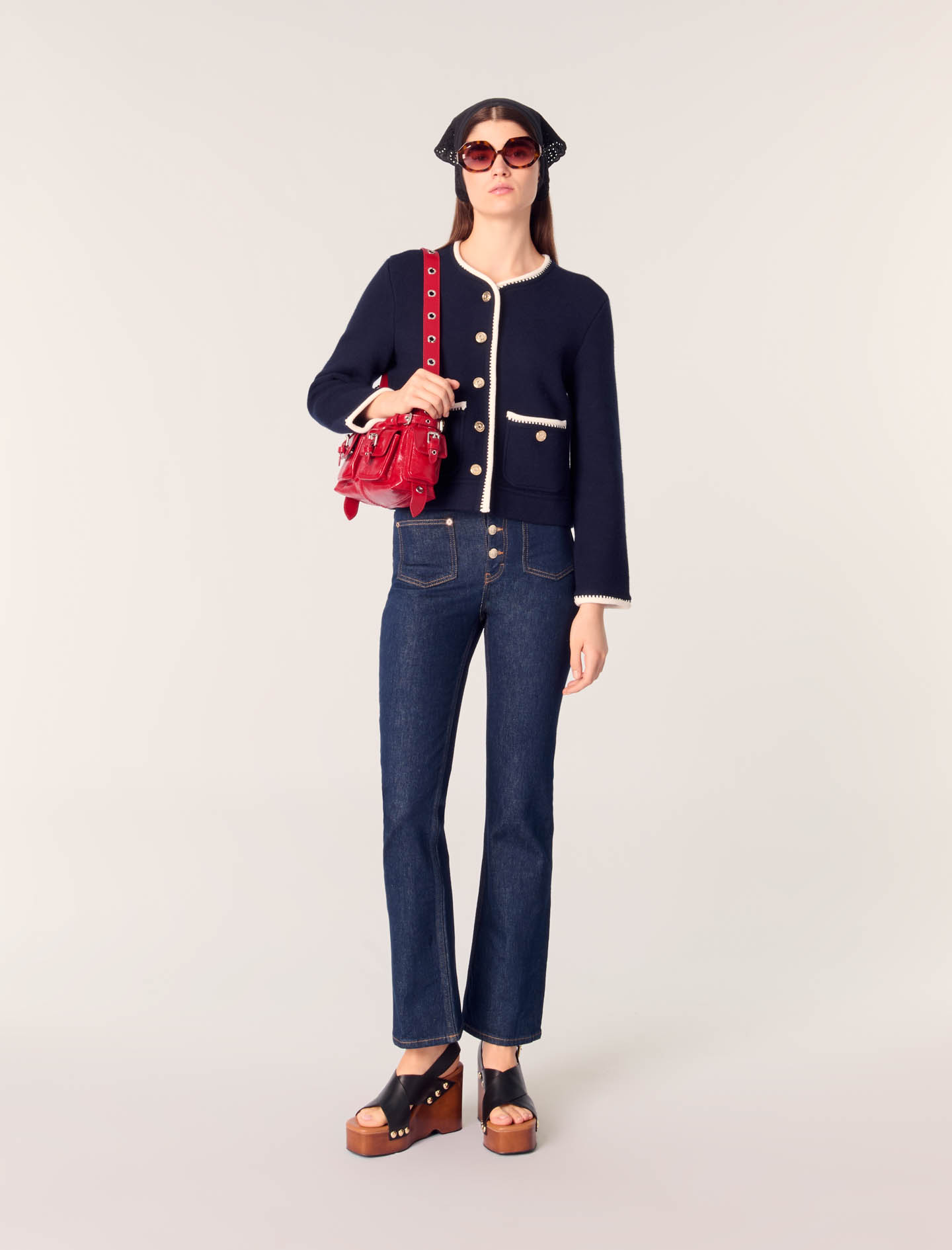 Maje Woman's acrylic Wool-blend cardigan for Spring/Summer, in color Navy / Blue