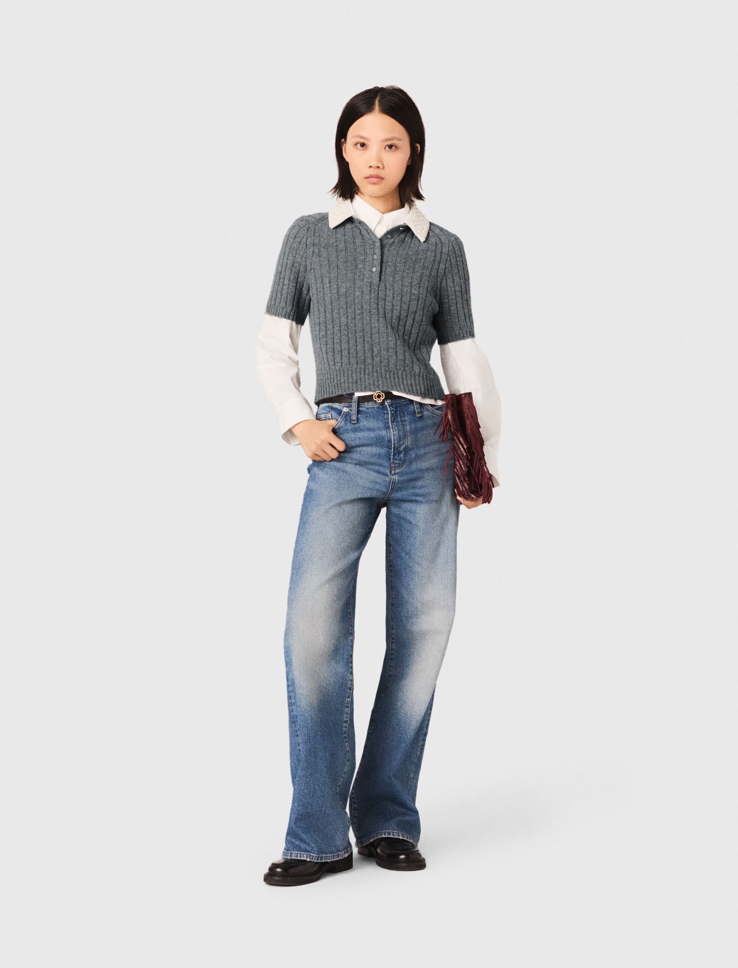 Maje US: Removable Beaded Collar Sweater - product image