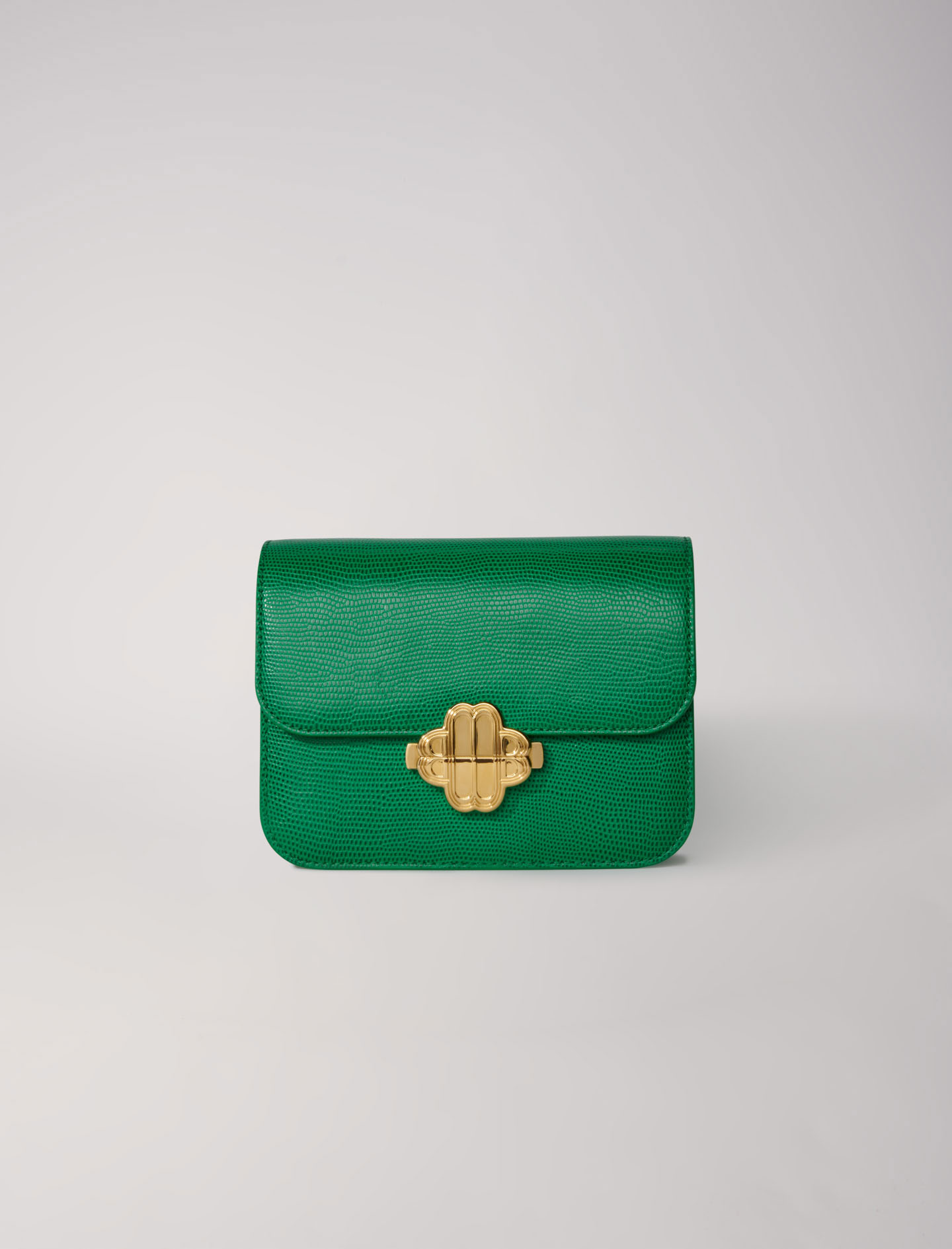 Maje Woman's cotton Coating: Lizard-effect embossed leather bag for Fall/Winter, in color Casino Green /