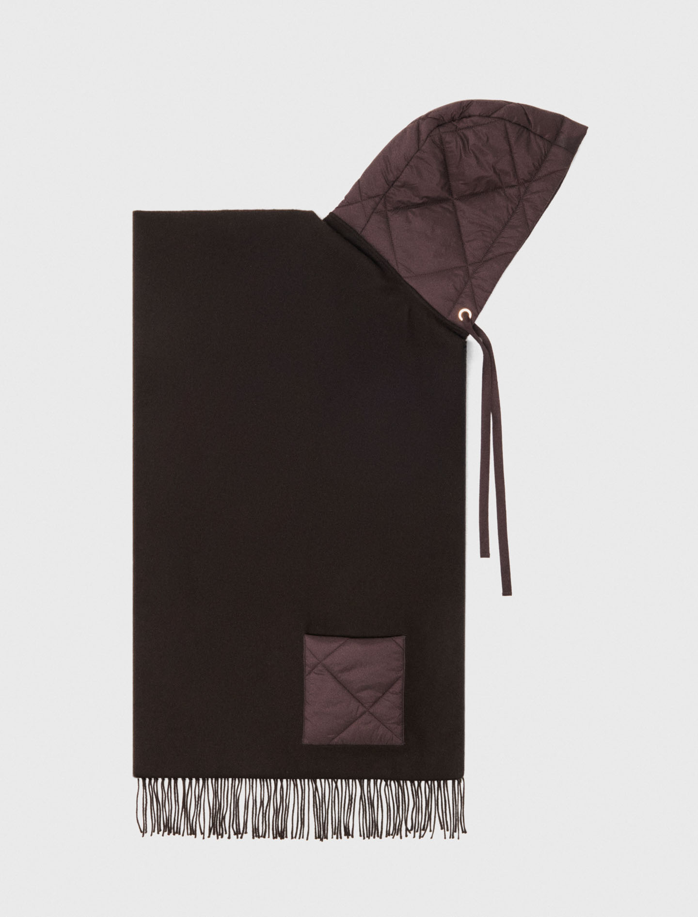 Hooded wool scarf Brown For Women | Maje