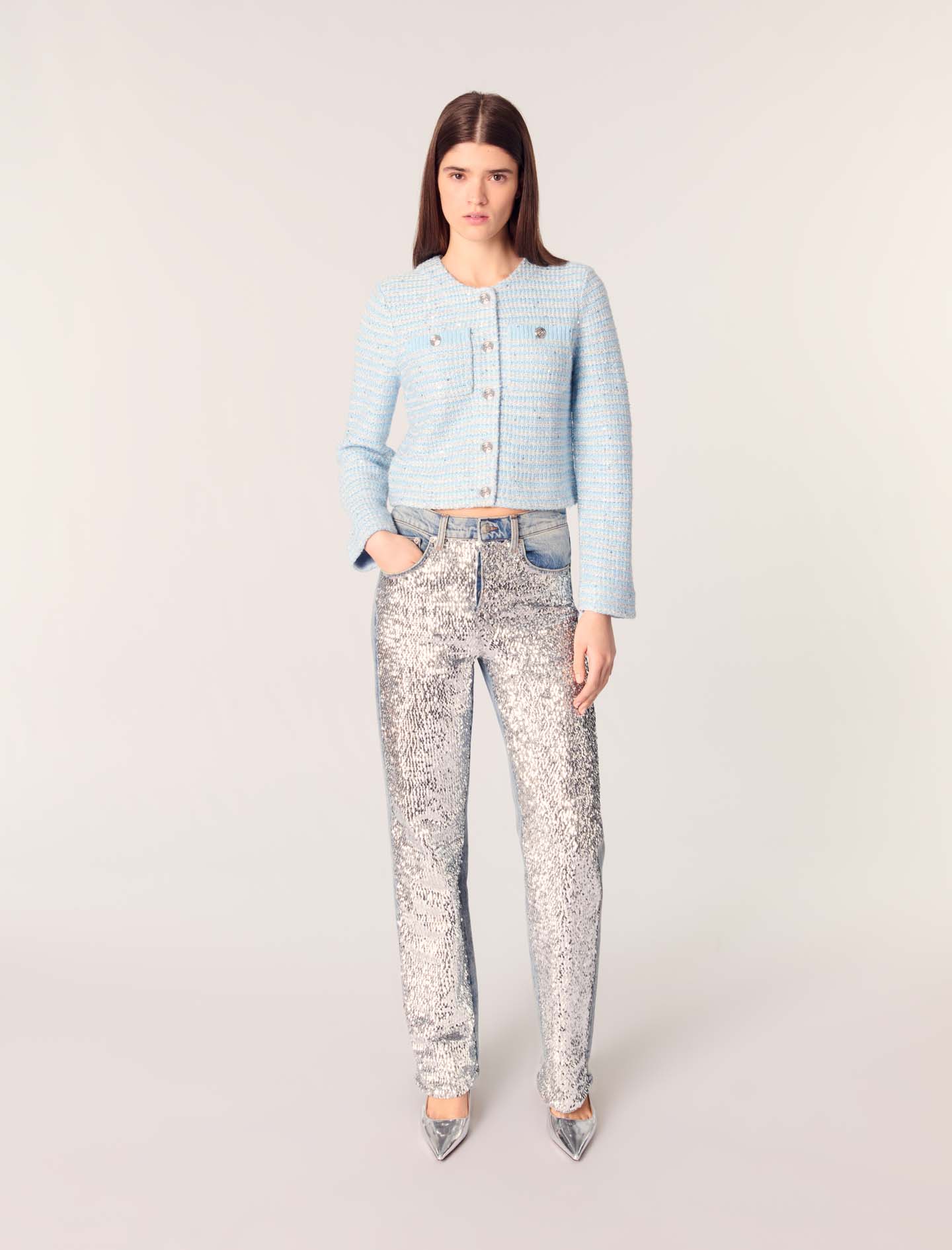 maje キュロット Sequinned cardigan Blue For Women | Maje