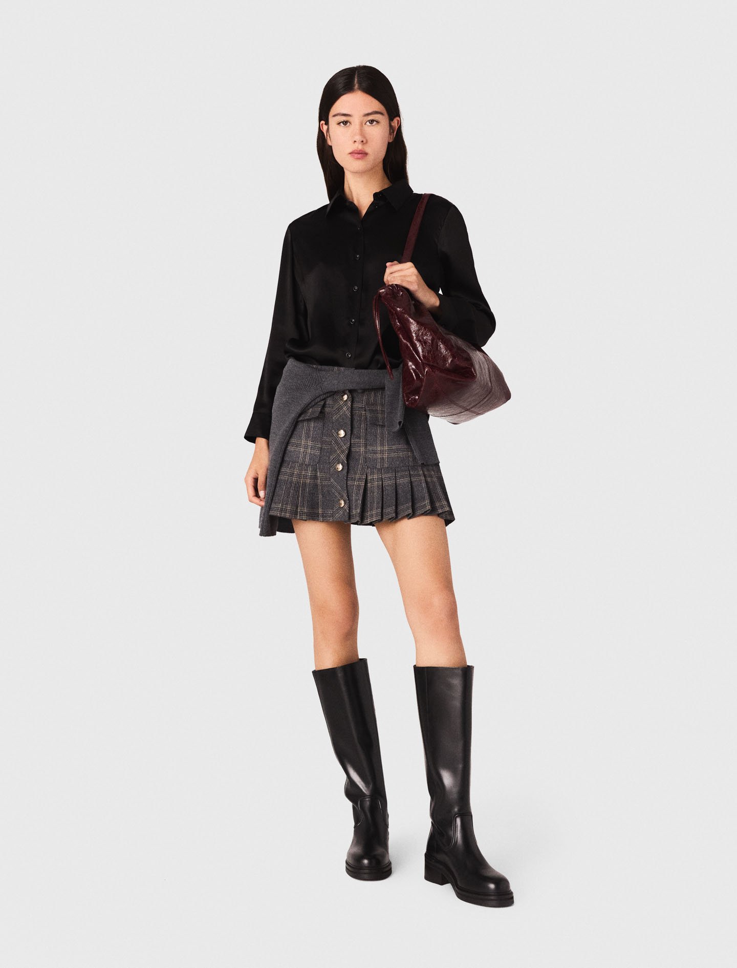 Woman's silk Silk shirt for Fall/Winter, size Medium, in color Black / Black