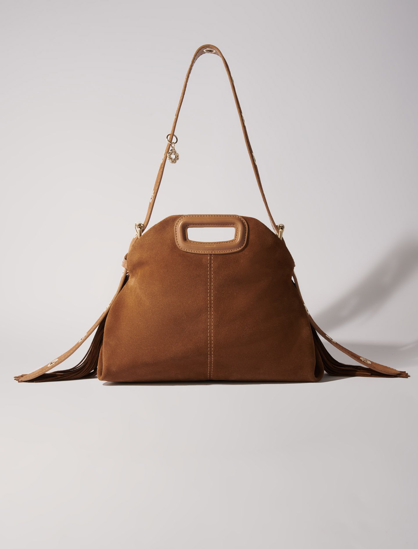 Shop Maje Woman's Polyester Suede Miss M Bag For Fall/winter In Camel