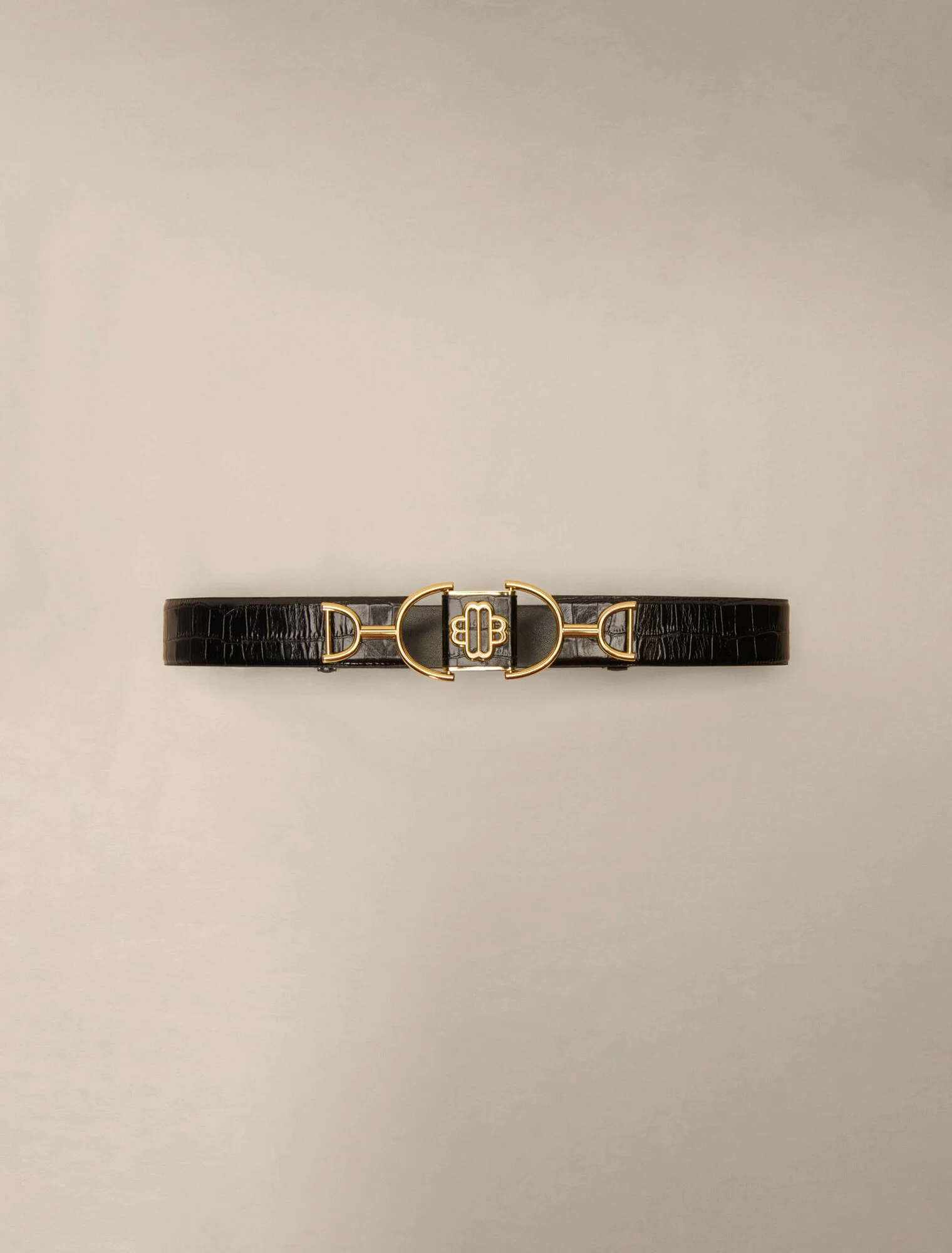 Mixte's polyester, Wide smooth leather belt for Spring/Summer, size Mixte-Belts-US L / FR 3, in color Black / Black