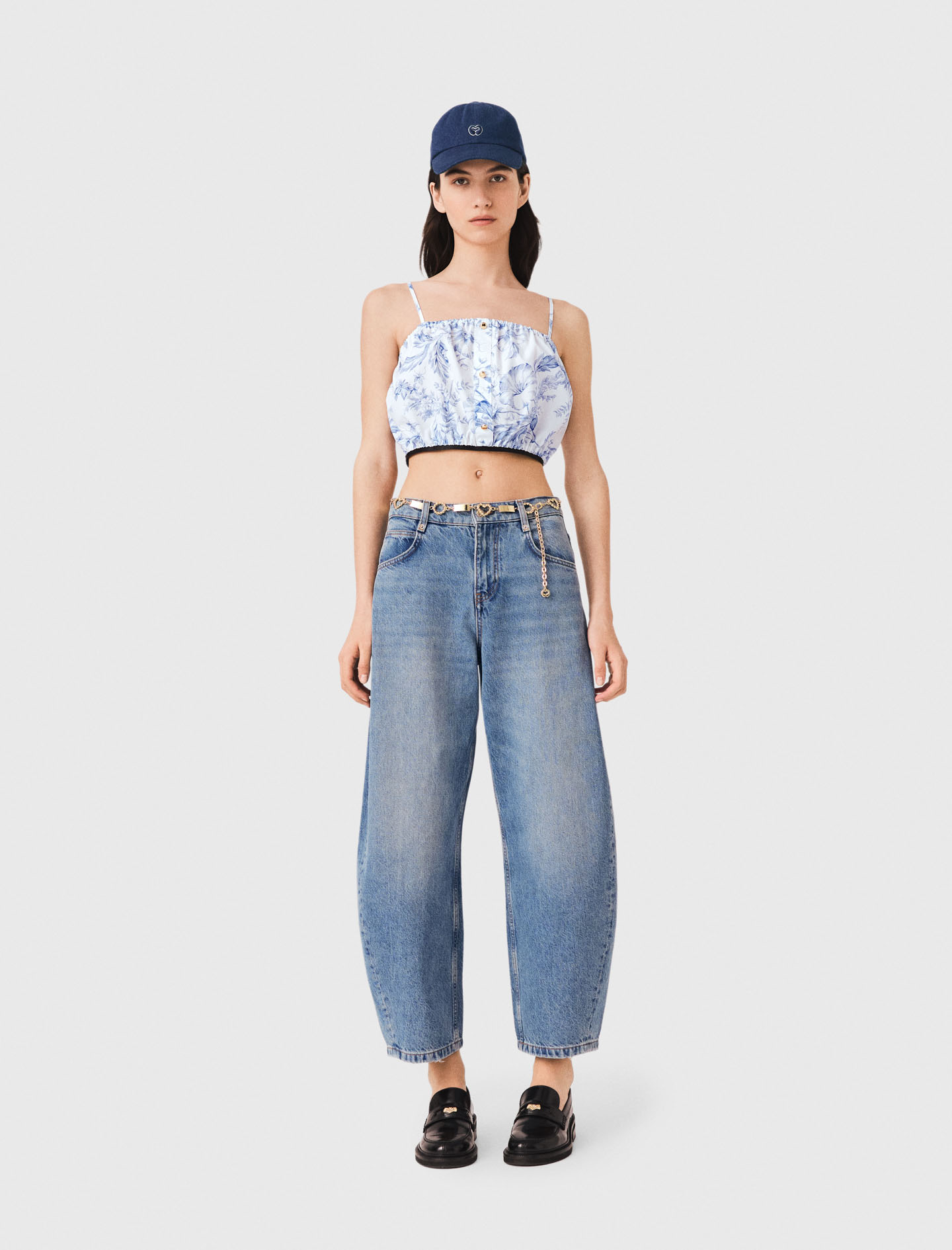 Patterned top with straps Blue For Women | Maje