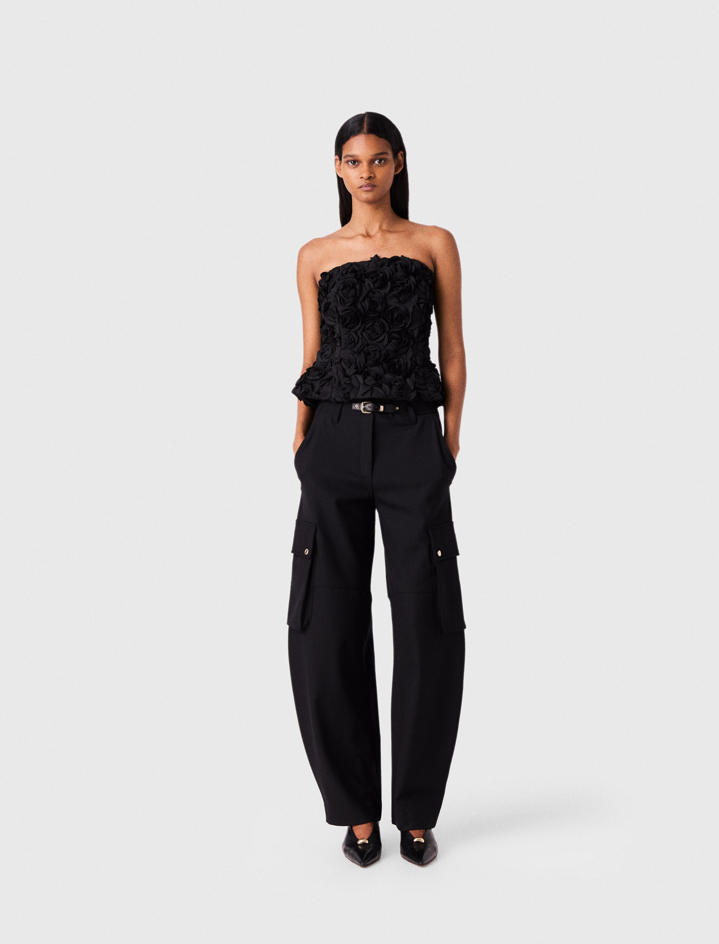 black dress cargo pants Maje trousers in at Nordstrom, Size 36 Eu Shirt