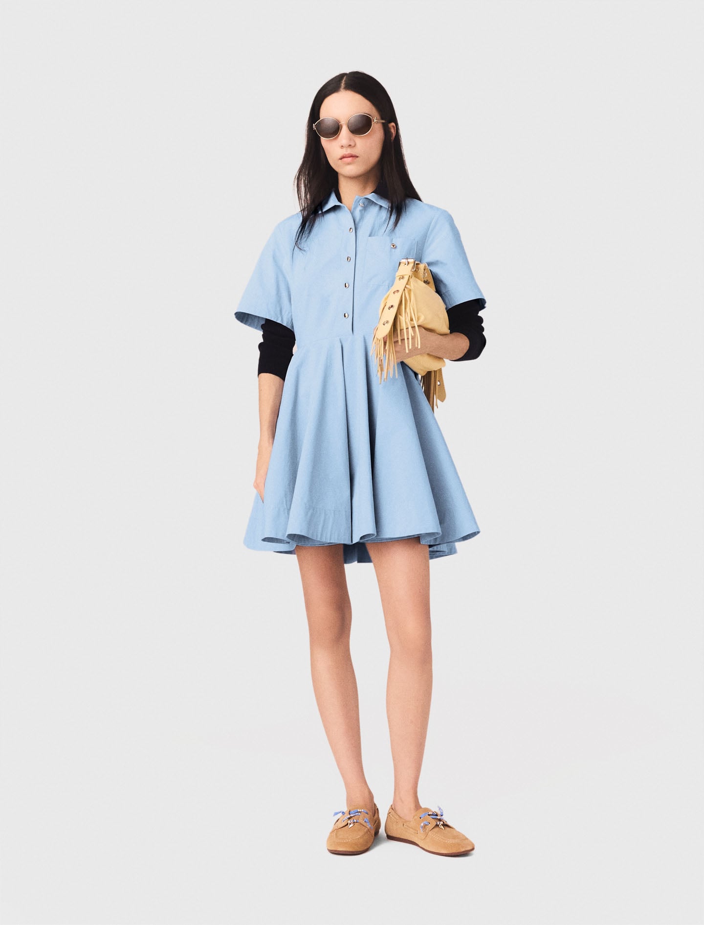 Flared shirt dress Blue For Women | Maje