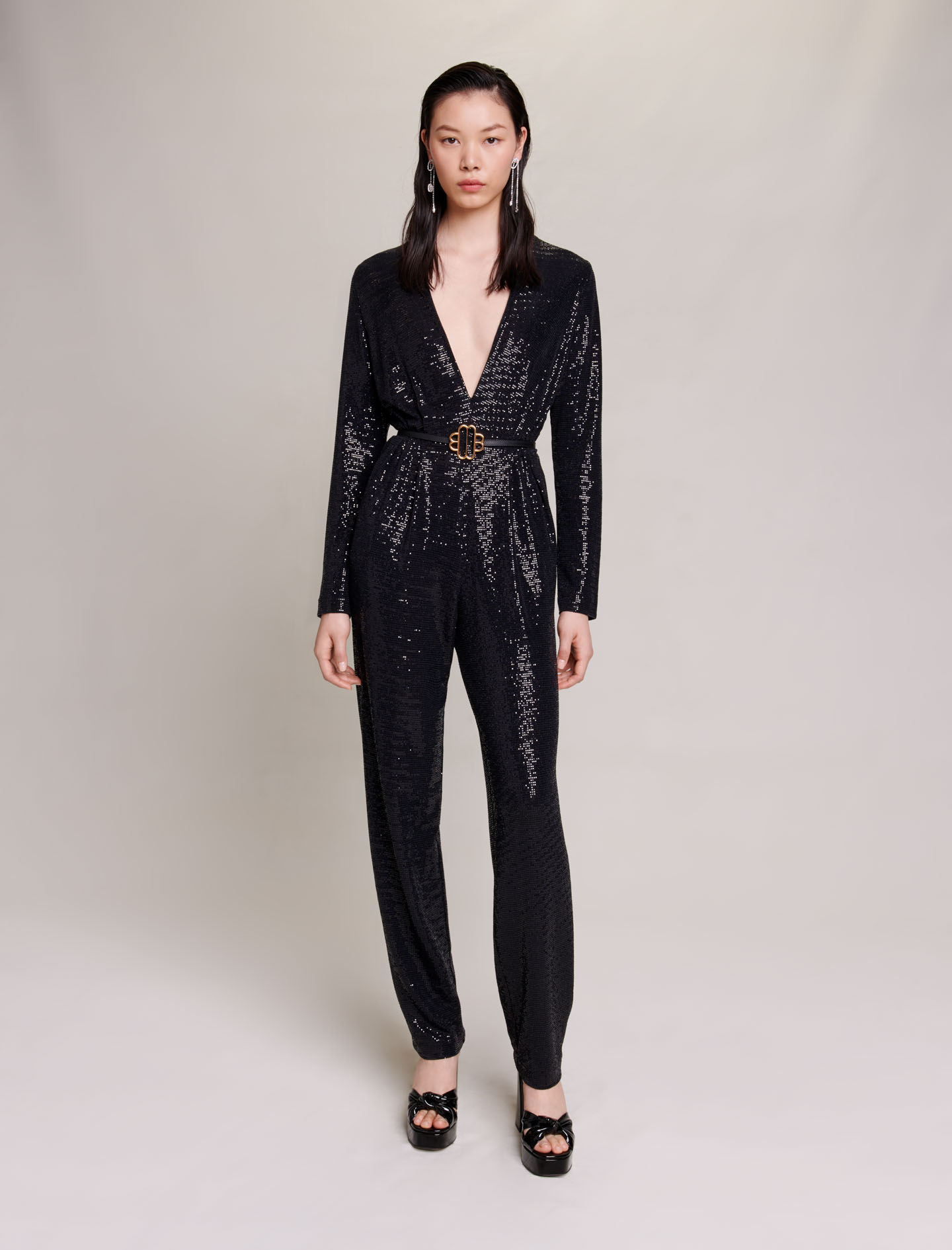 Mixte's polyamide, Jumpsuit with sequins for Fall/Winter, size Mixte-See all-US XL / FR 41, in color Black / Black