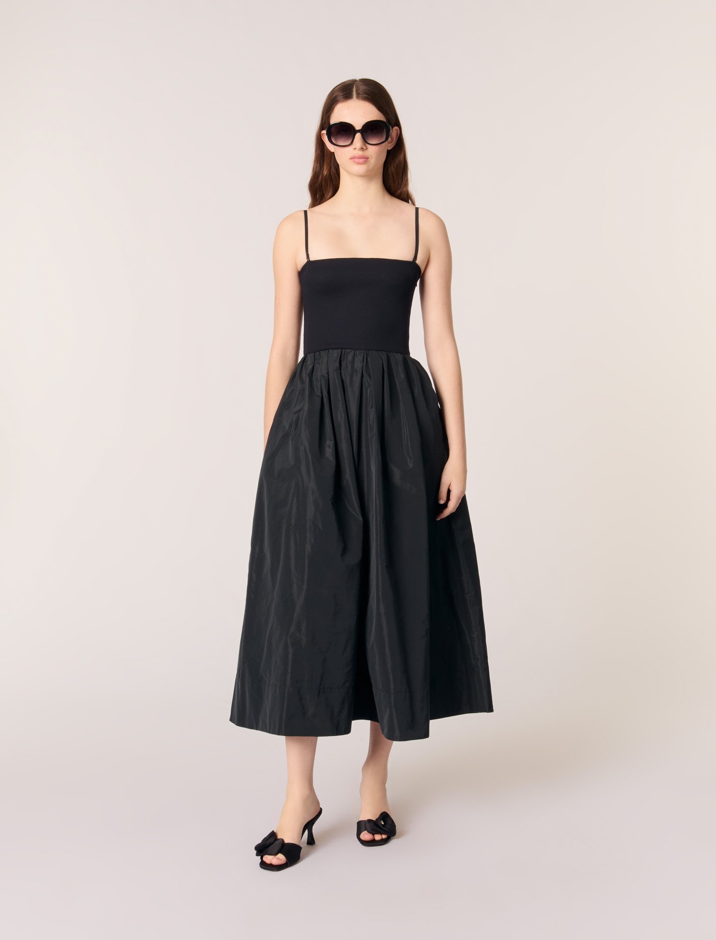 Woman
s polyester Main upper material: Strapless mesh and taffeta dress, size Woman-Dresses-US XL / FR 41, in color Black / Black