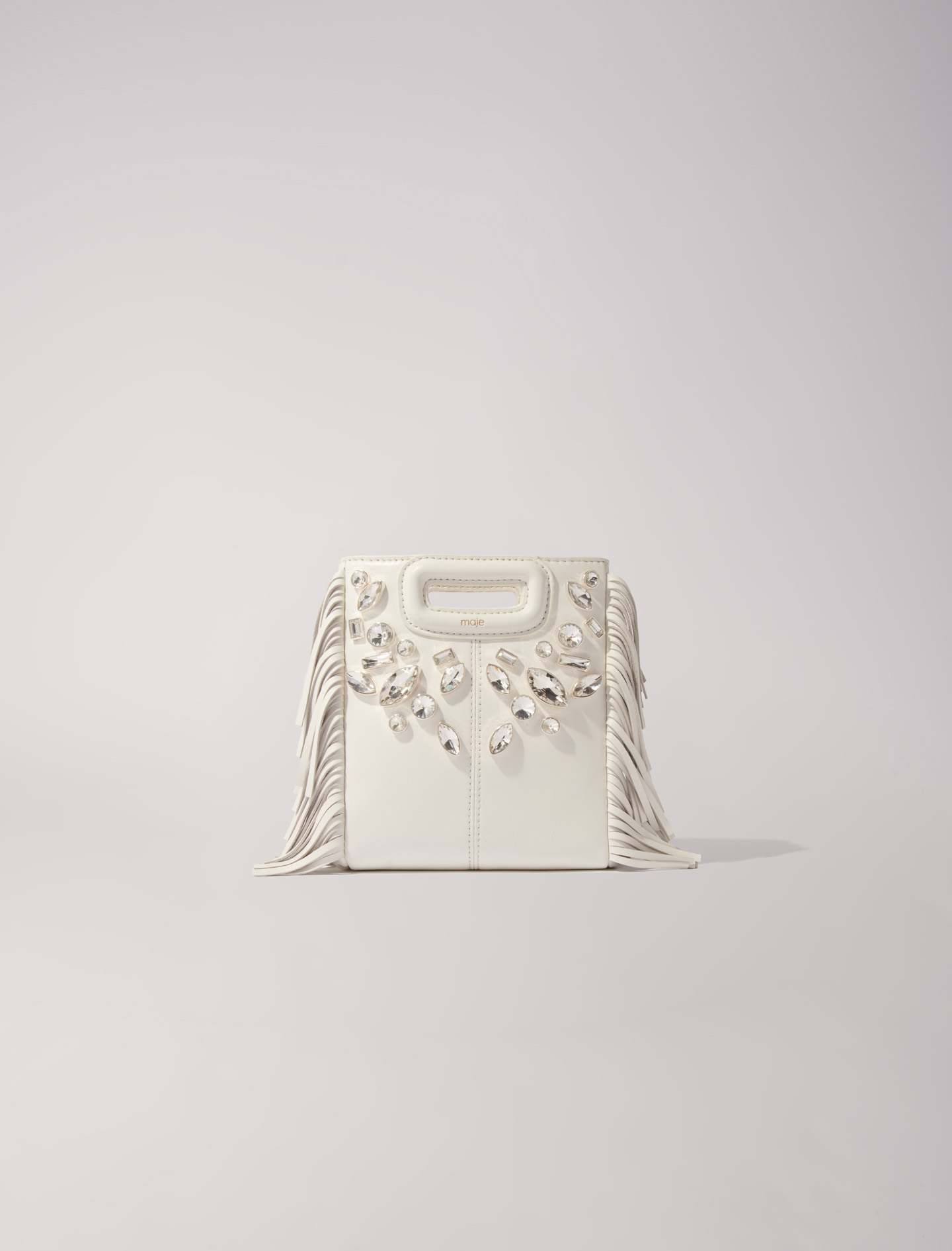 Woman's polyester Diamante: M mini leather bag with diamantés for Fall/Winter, size Woman-All Bags-OS (ONE SIZE), in color White / White