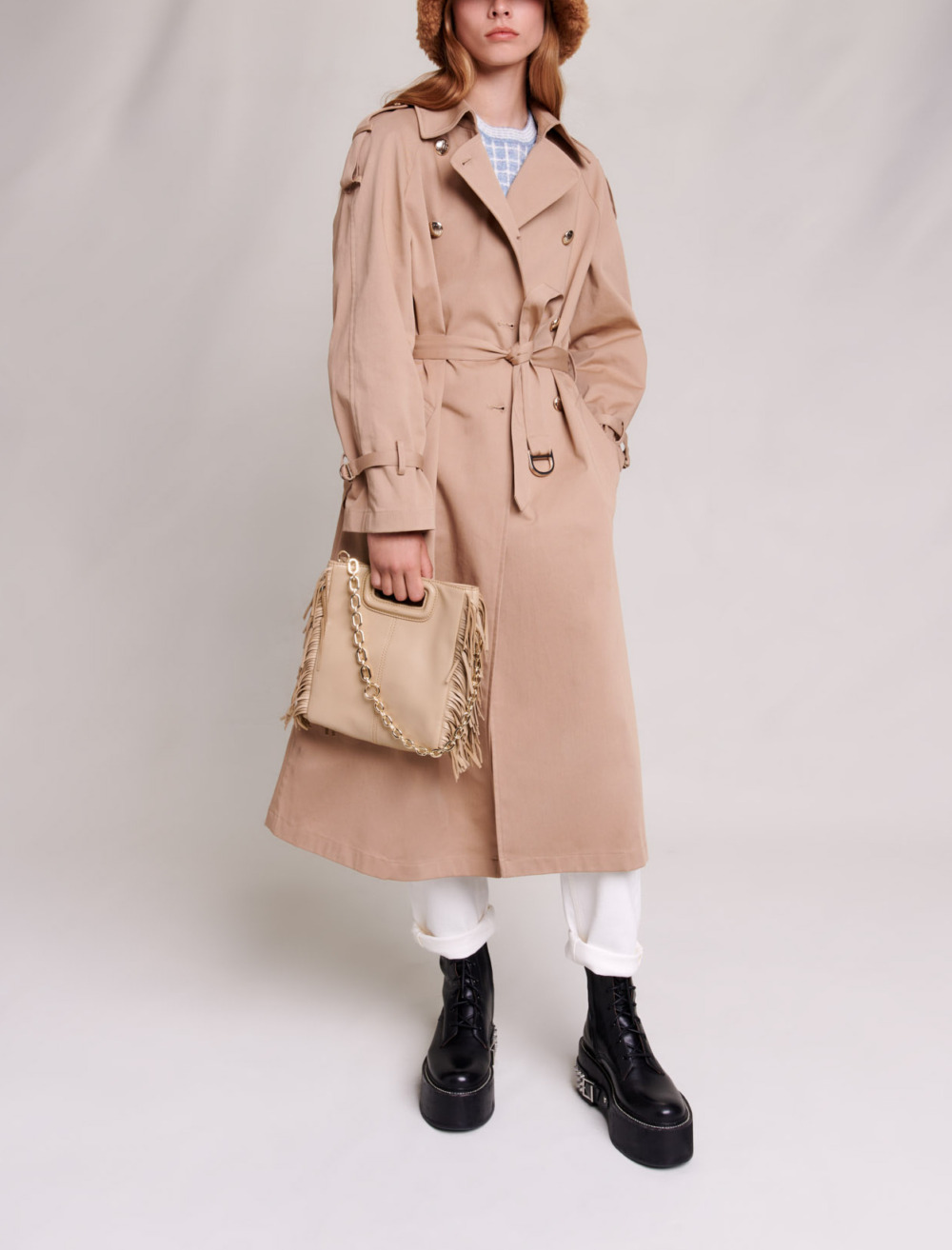 Woman
s cotton, Oversized trench coat for Fall/Winter, size Woman-See All-US L / FR 40, in color Beige / Beige