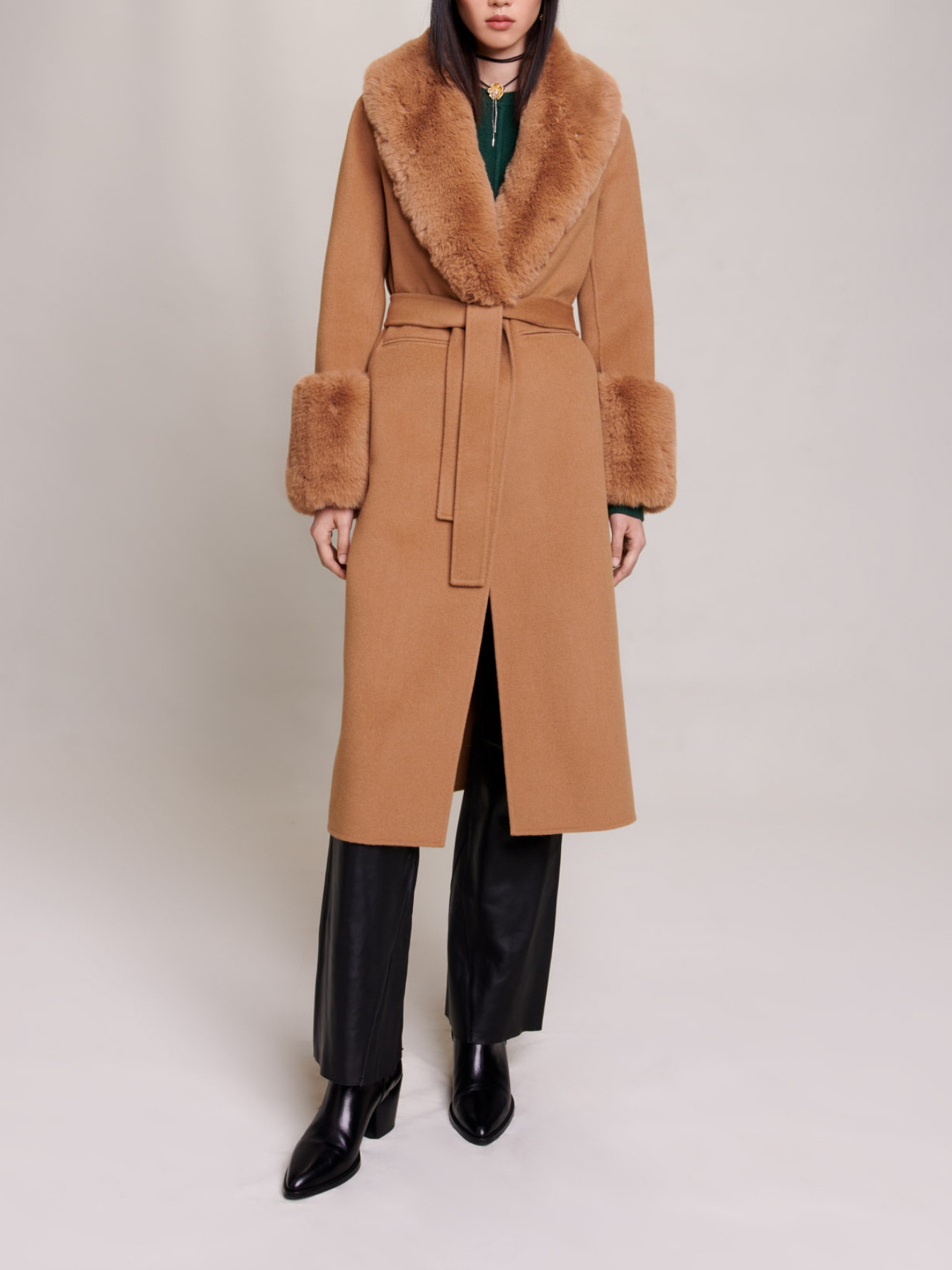 Long wool coat Brown For Women | Maje