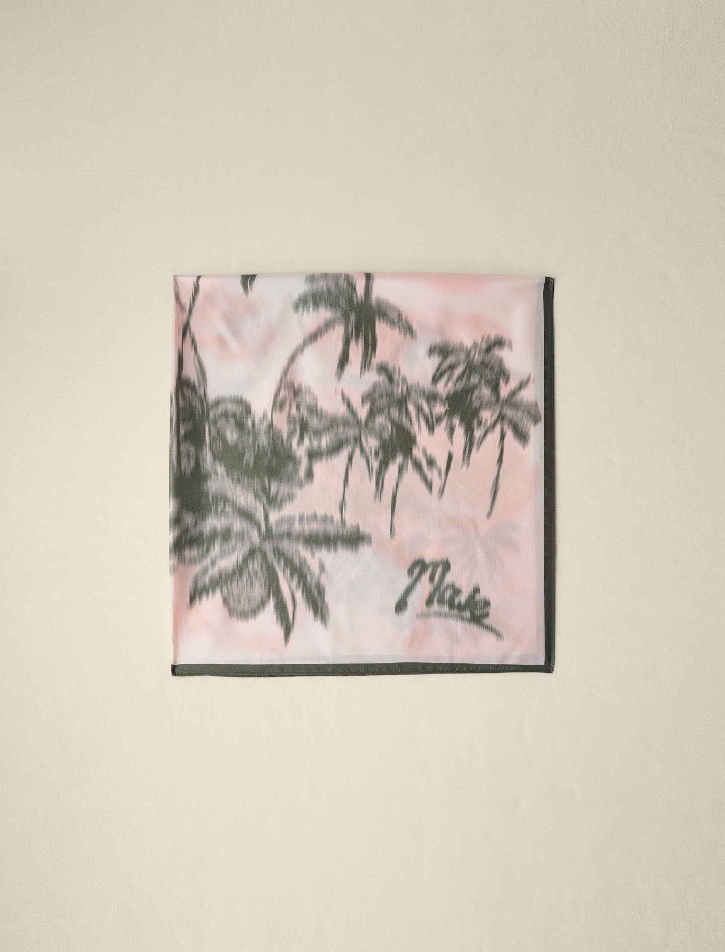 Woman's silk Palm tree print scarf for Spring/Summer, size Woman-Offline_Accessories-OS (ONE SIZE), in color Ecru / Beige