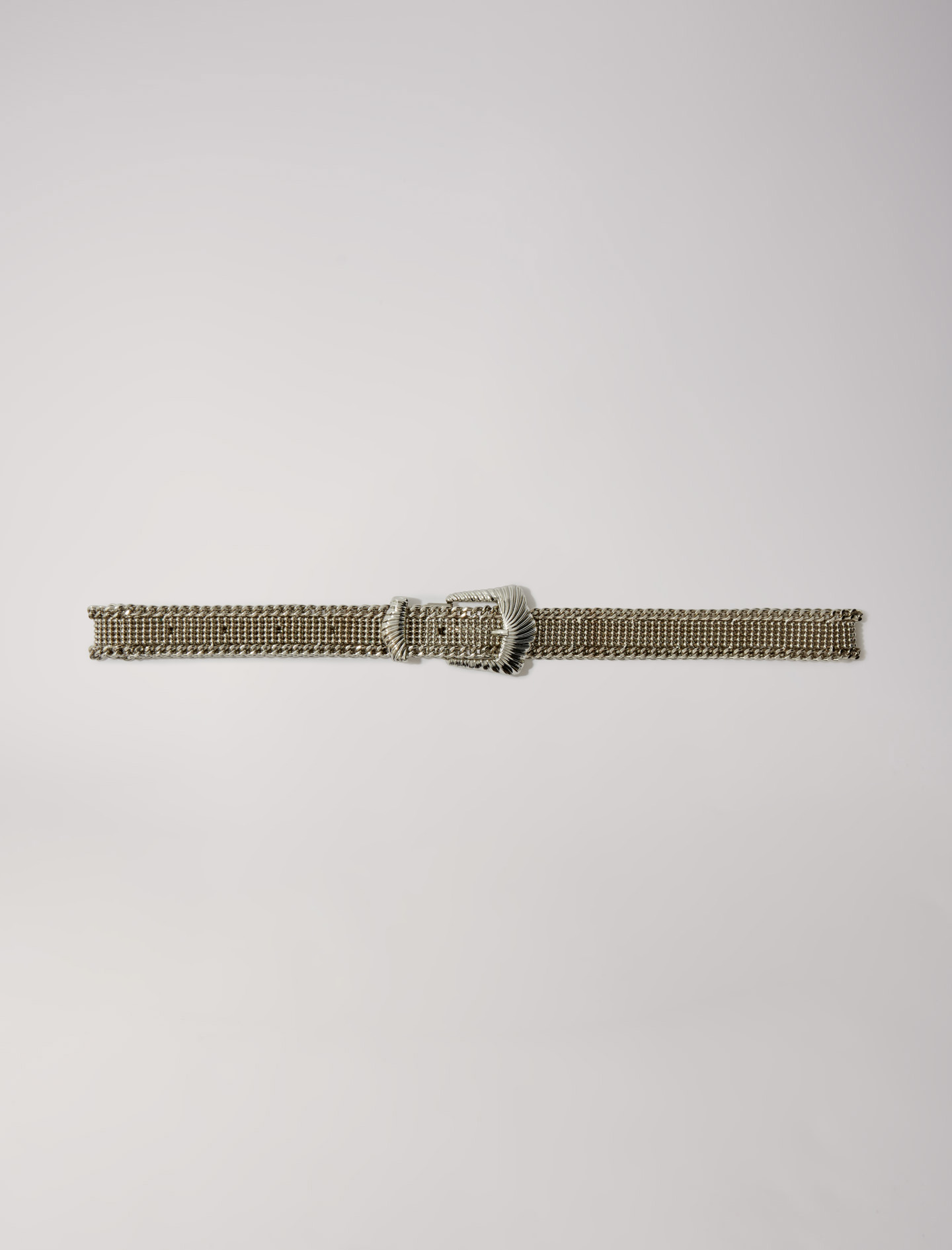 Woman's brass Knit belt for Fall/Winter, size Woman-Belts-US L / FR 3, in color Silver / Grey