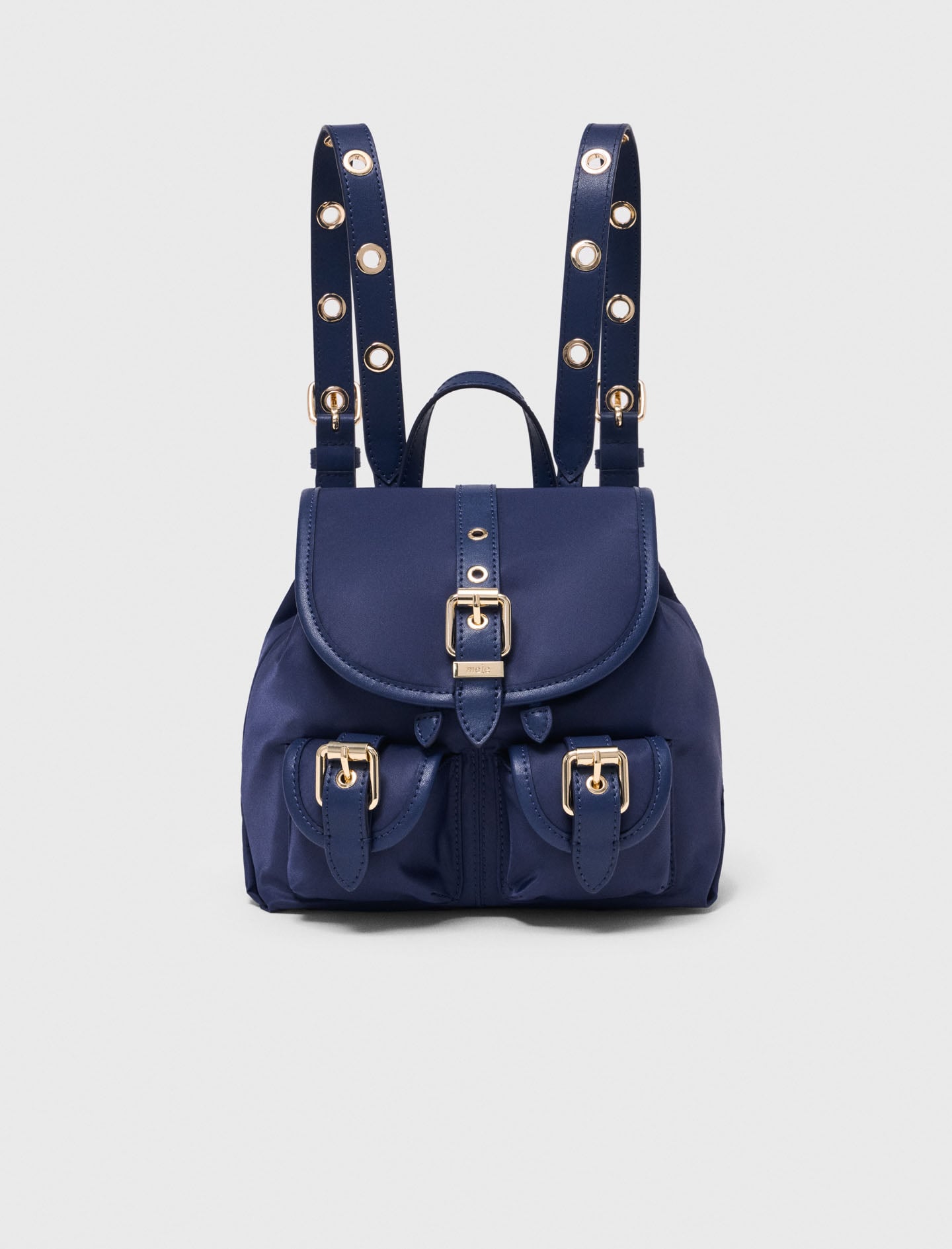 Mini leather and nylon backpack Blue For Women | Maje