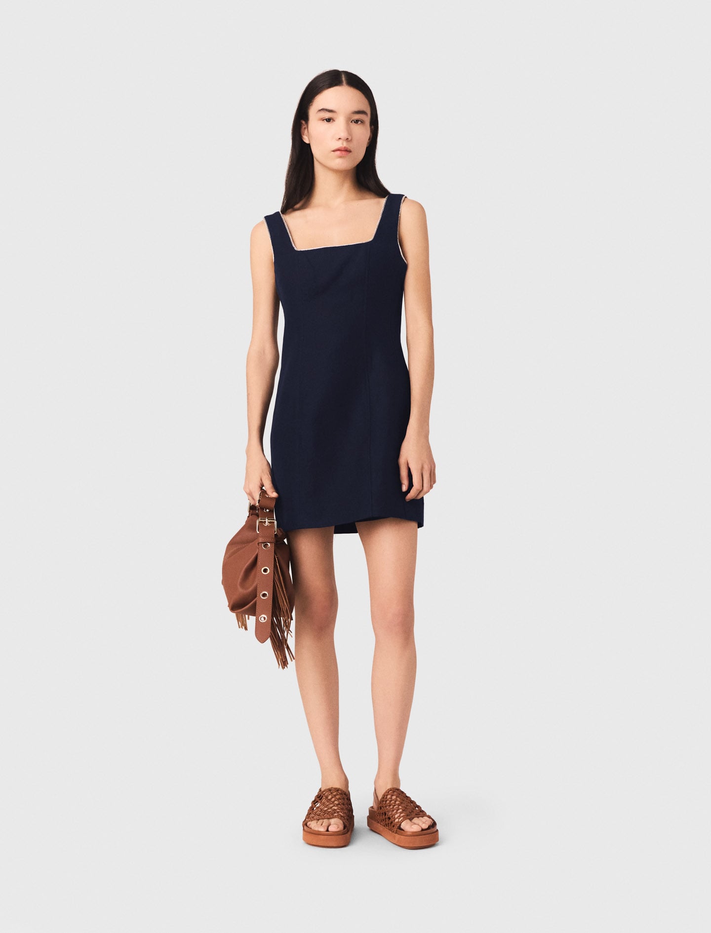 MAJU⭐︎Ｓページ Short linen-blend dress Blue For Women | Maje
