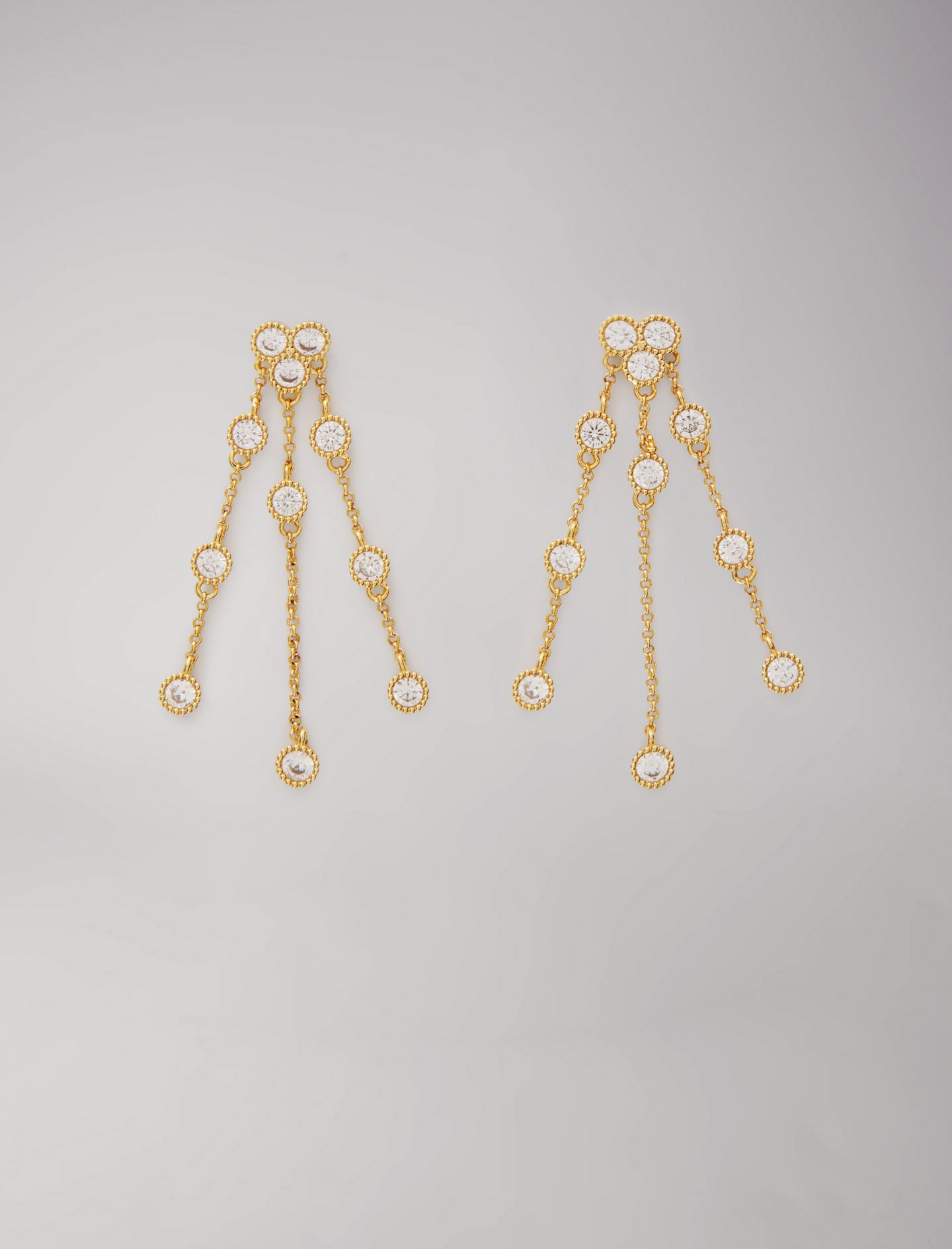 Woman's zirconium oxide Jewellery: Gold-plated recycled brass earrings, size Woman-Stocking Stuffers-OS (ONE SIZE), in color Gold / Yellow