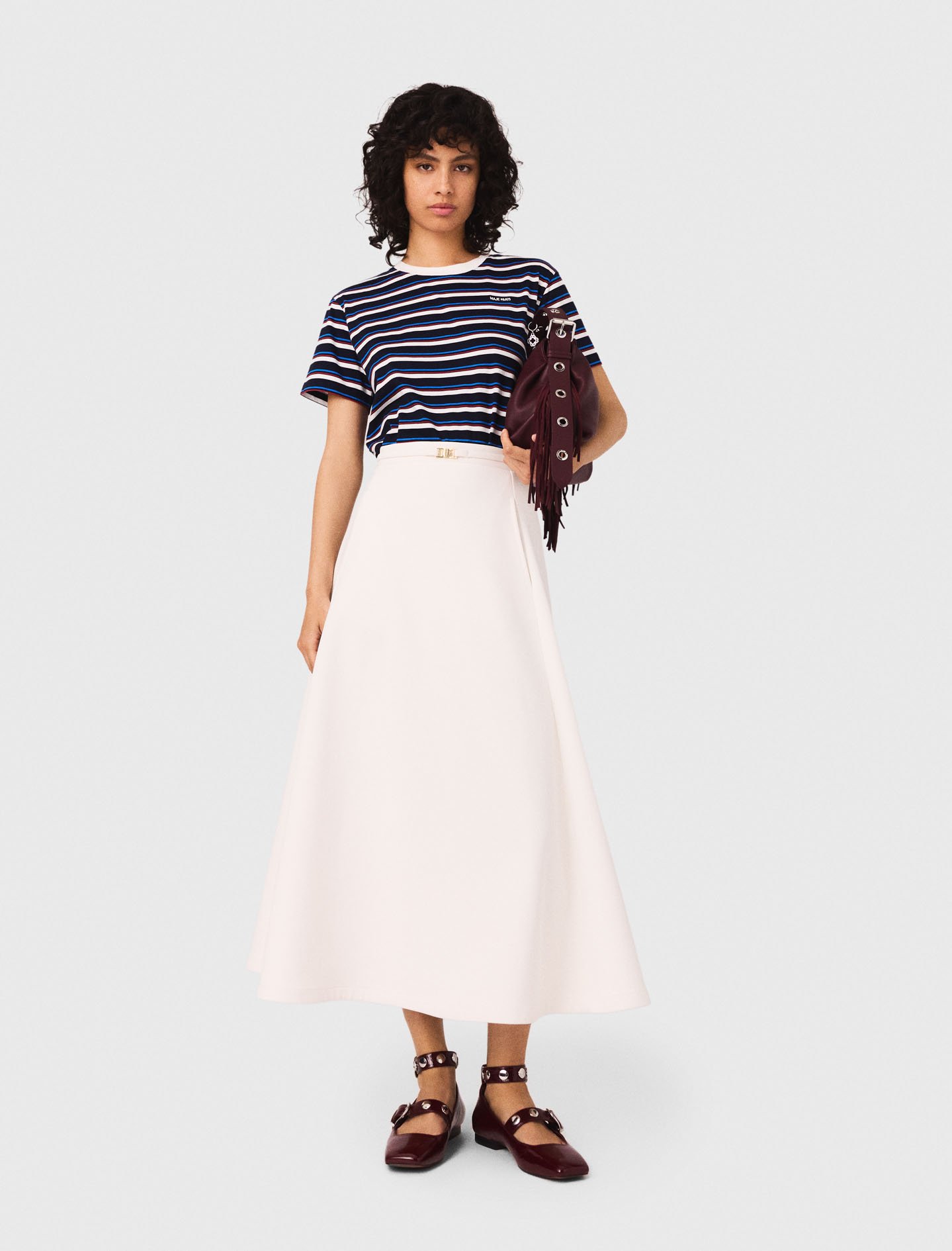 Maje Woman's polyester Heavy crepe skirt for Fall/Winter, in color White / White