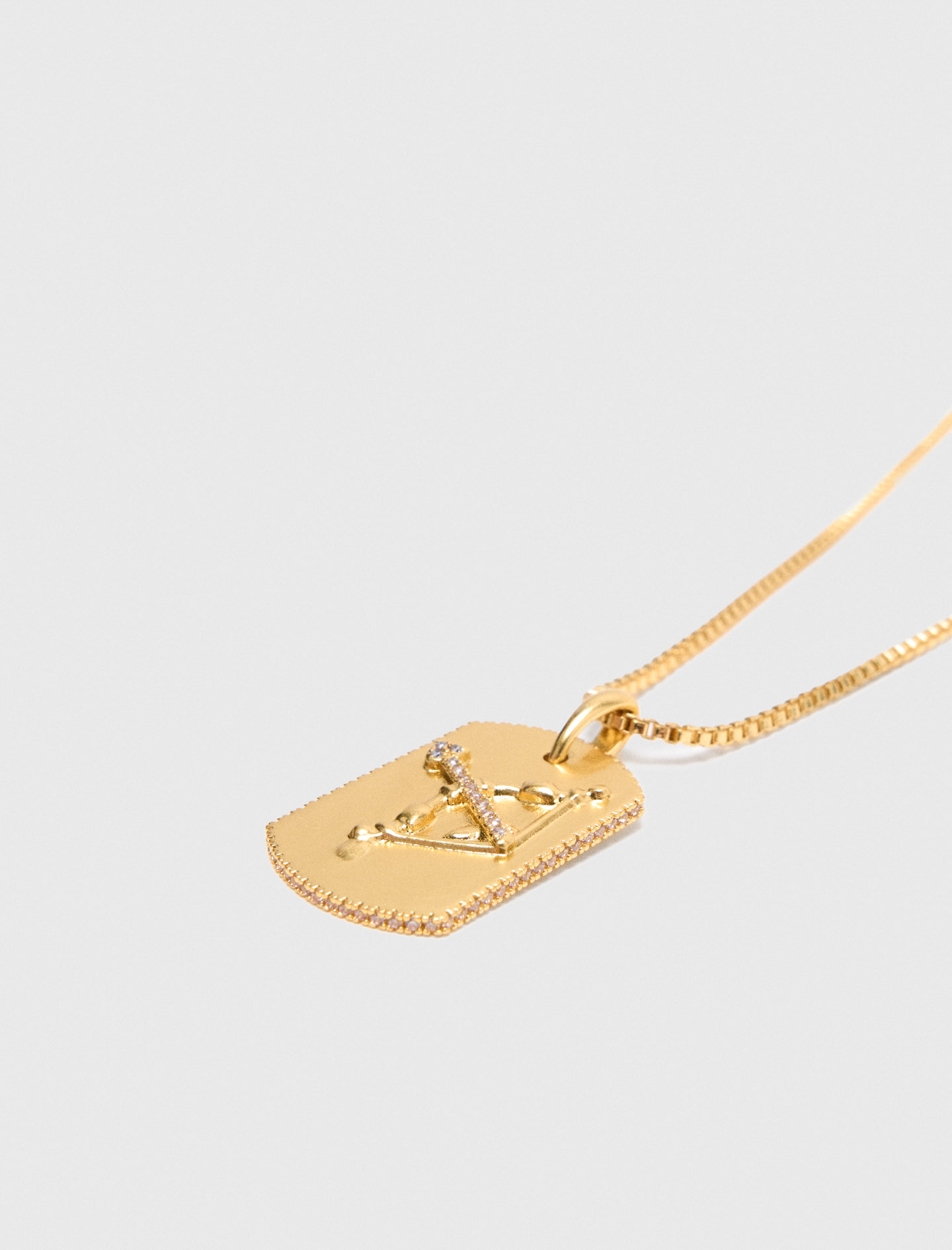 Maje Woman's Zirconium Zodiac Sign Plaque Necklace For Fall/winter In Gold