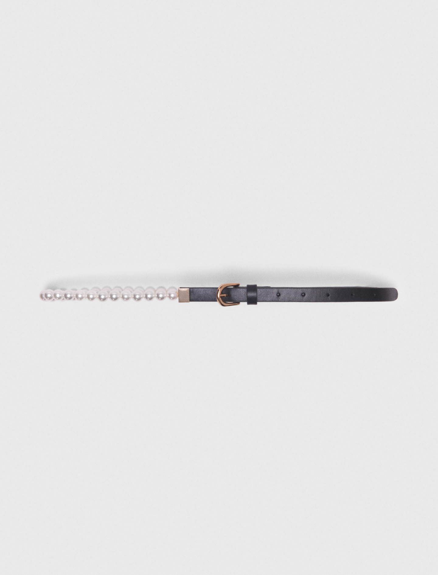 Mixed bead and leather belt Black / Gray For Women | Maje display picture 1