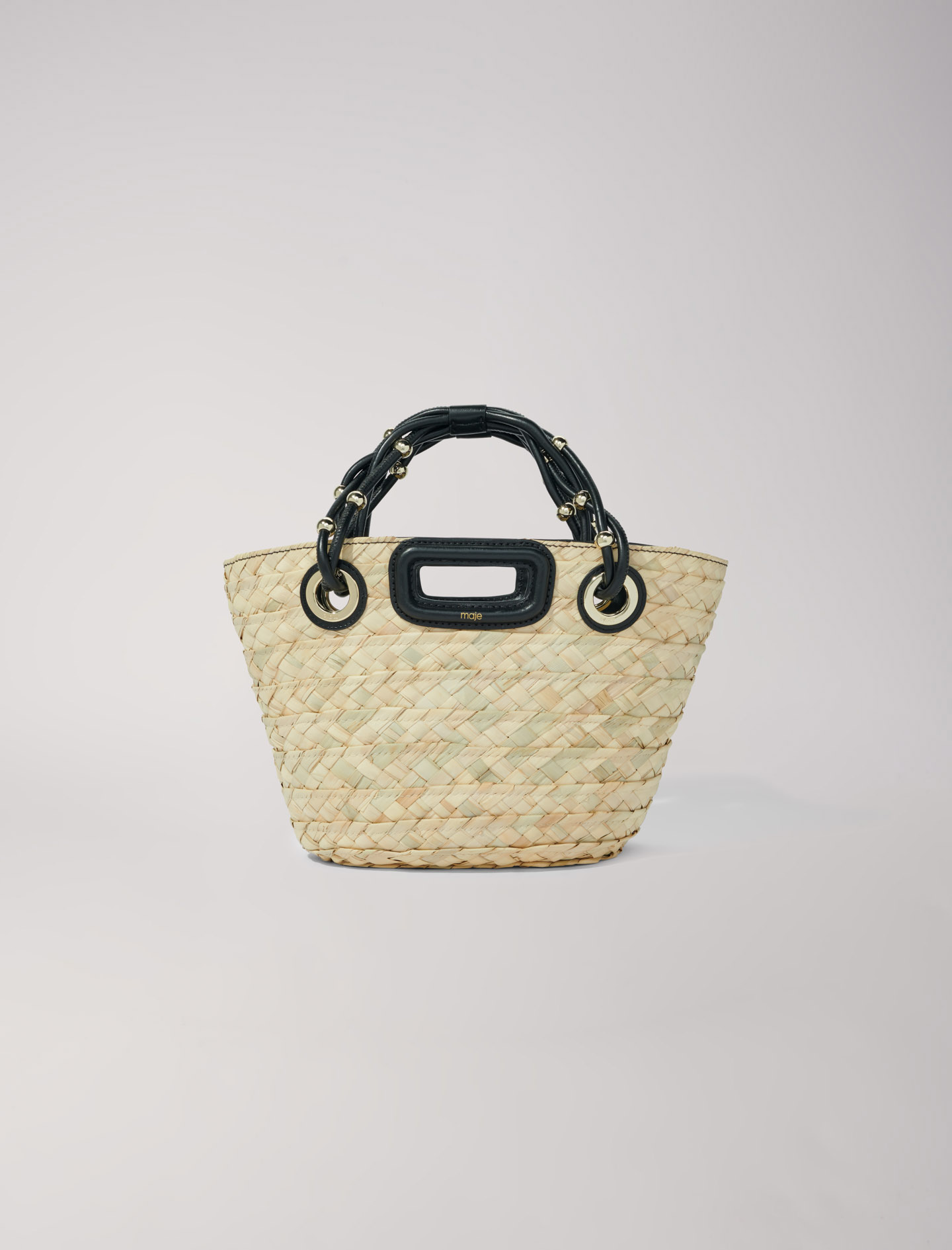 Mixte's palm Lining: Mini woven basket bag for Spring/Summer, size Mixte-All Bags-OS (ONE SIZE), in color Black / Black