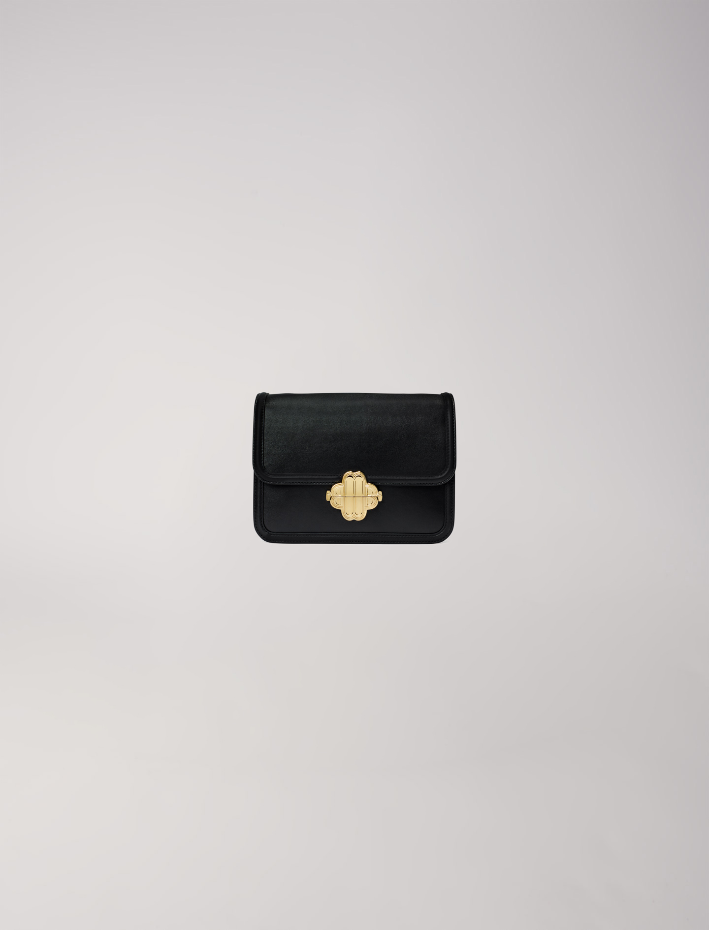 Maje Woman's cotton Clasp: Leather bag with clover clasp for Fall/Winter, in color Black / Black