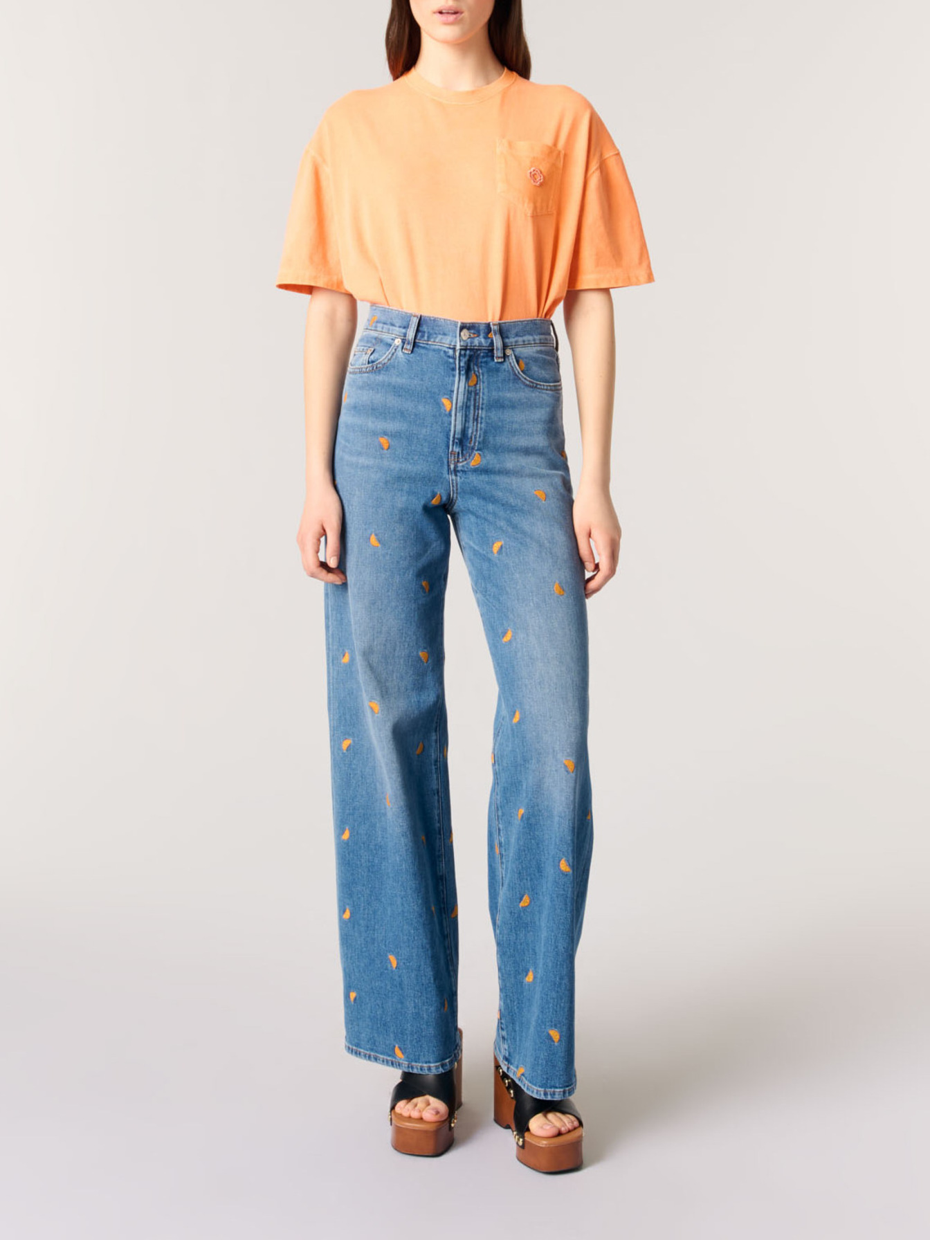 Embroidered jeans Blue For Women | Maje