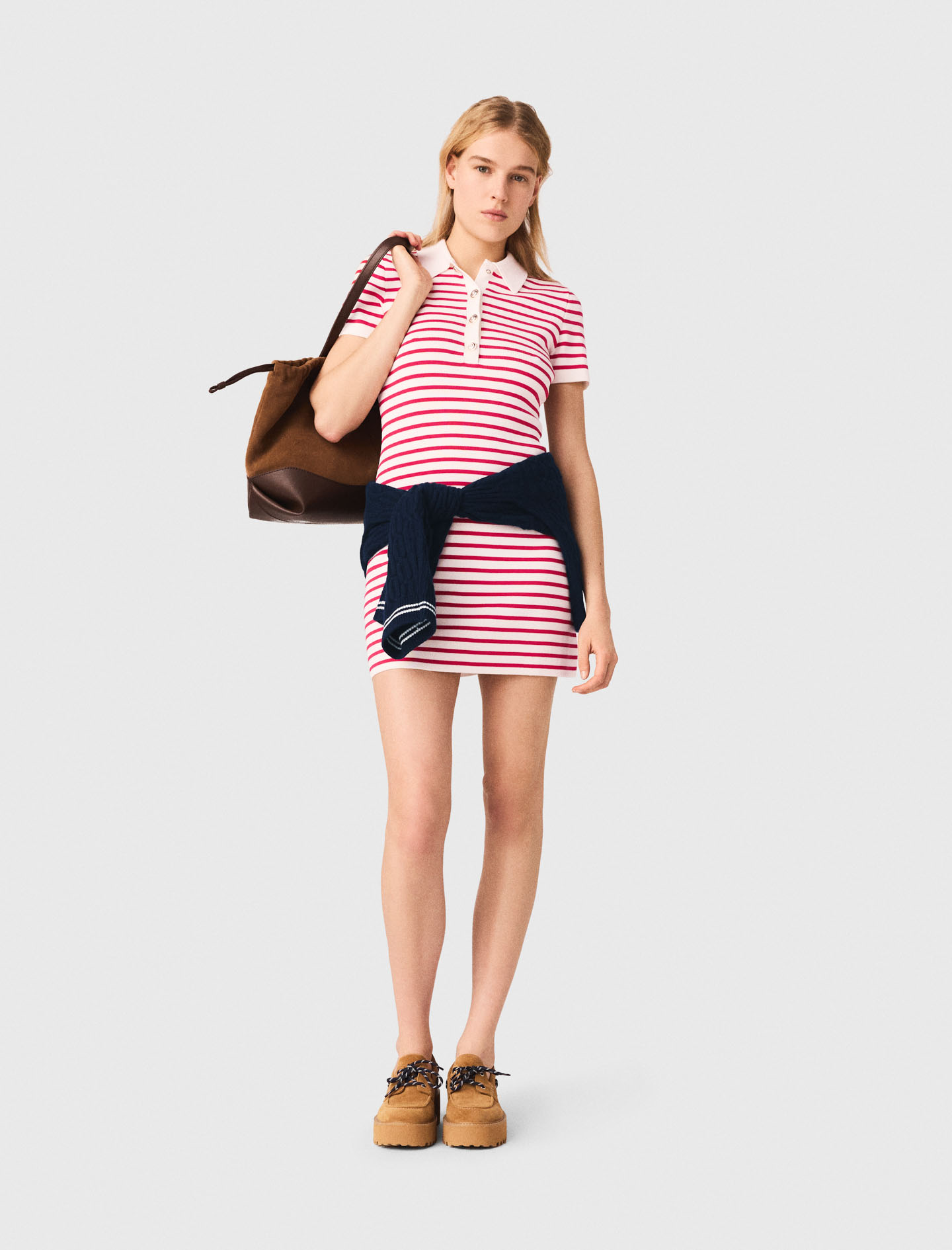 maje red polo midi dress Maje Striped Cotton-Blend Mini Dress