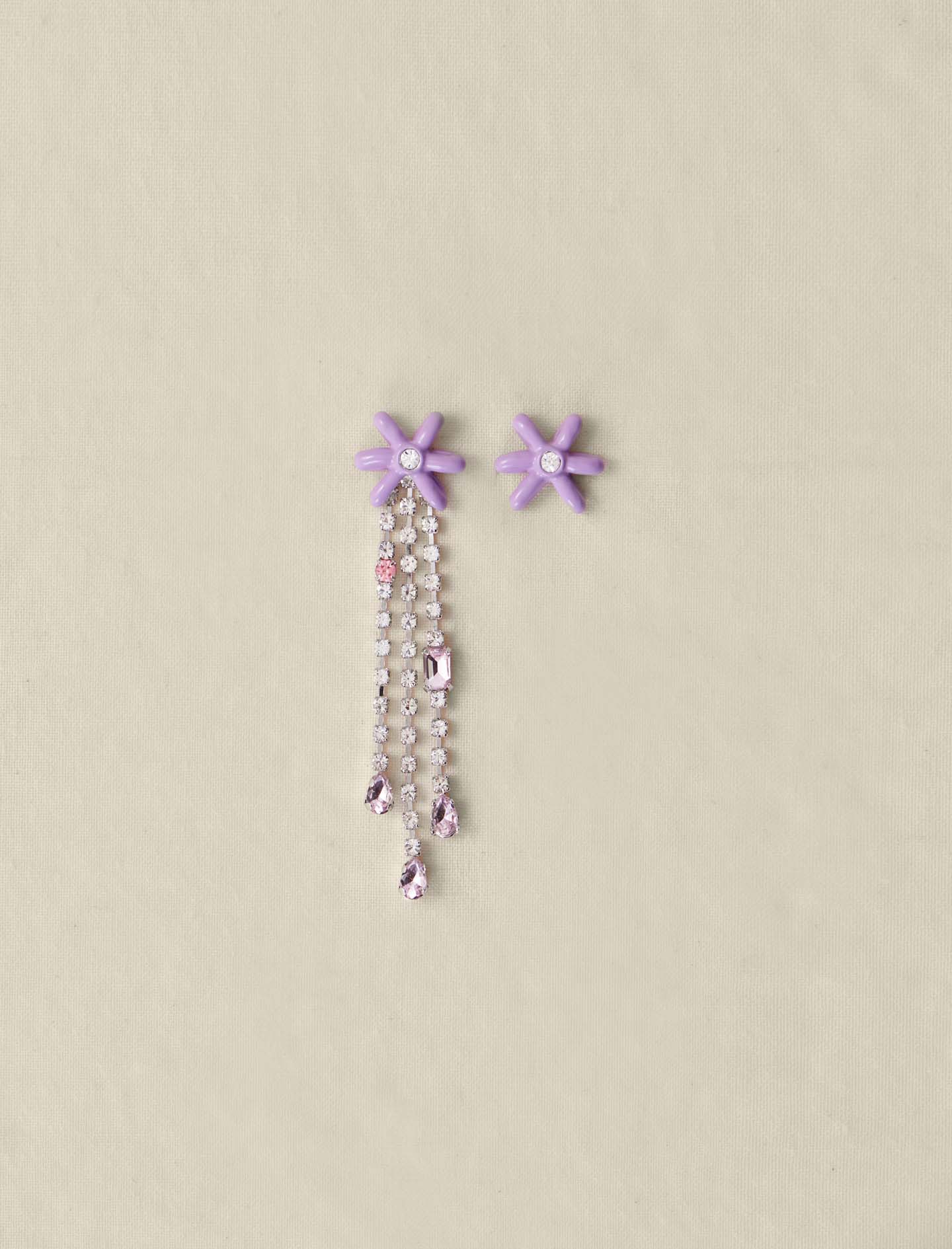 Woman's resin Stones: Mauve flower earrings for Spring/Summer, size Woman-Offline_Accessories-OS (ONE SIZE), in color Parma Violet / Red