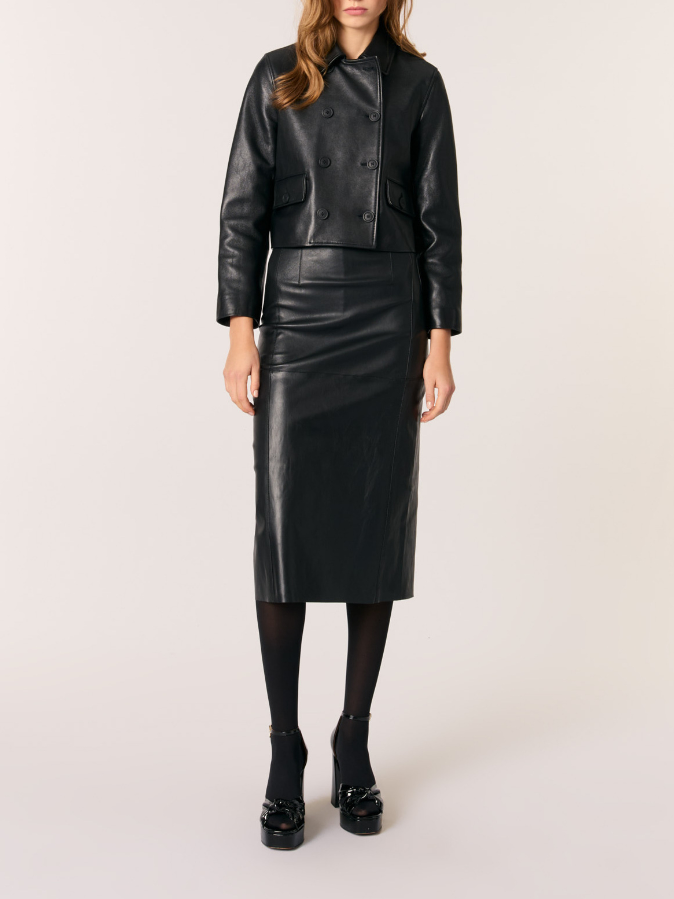 Cropped leather jacket Black / Gray For Women | Maje