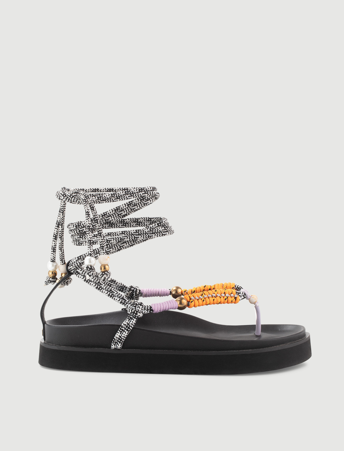 Mixte's polyester Ornaments: Sandals with braided straps, size Mixte-All Shoes-US 10.5 / FR 41, in color Parma Violet / Red