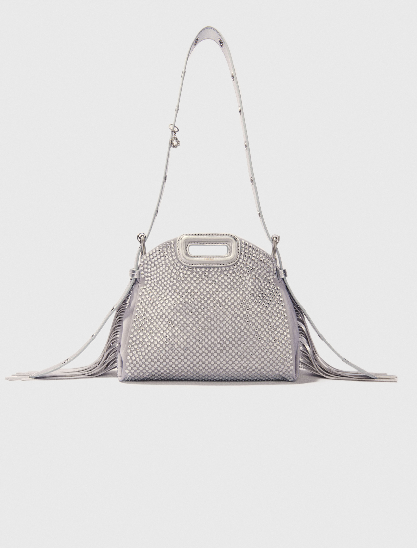 Maje Woman's polyester Miss M Mini rhinestone bag for Spring/Summer, in color Silver / Grey