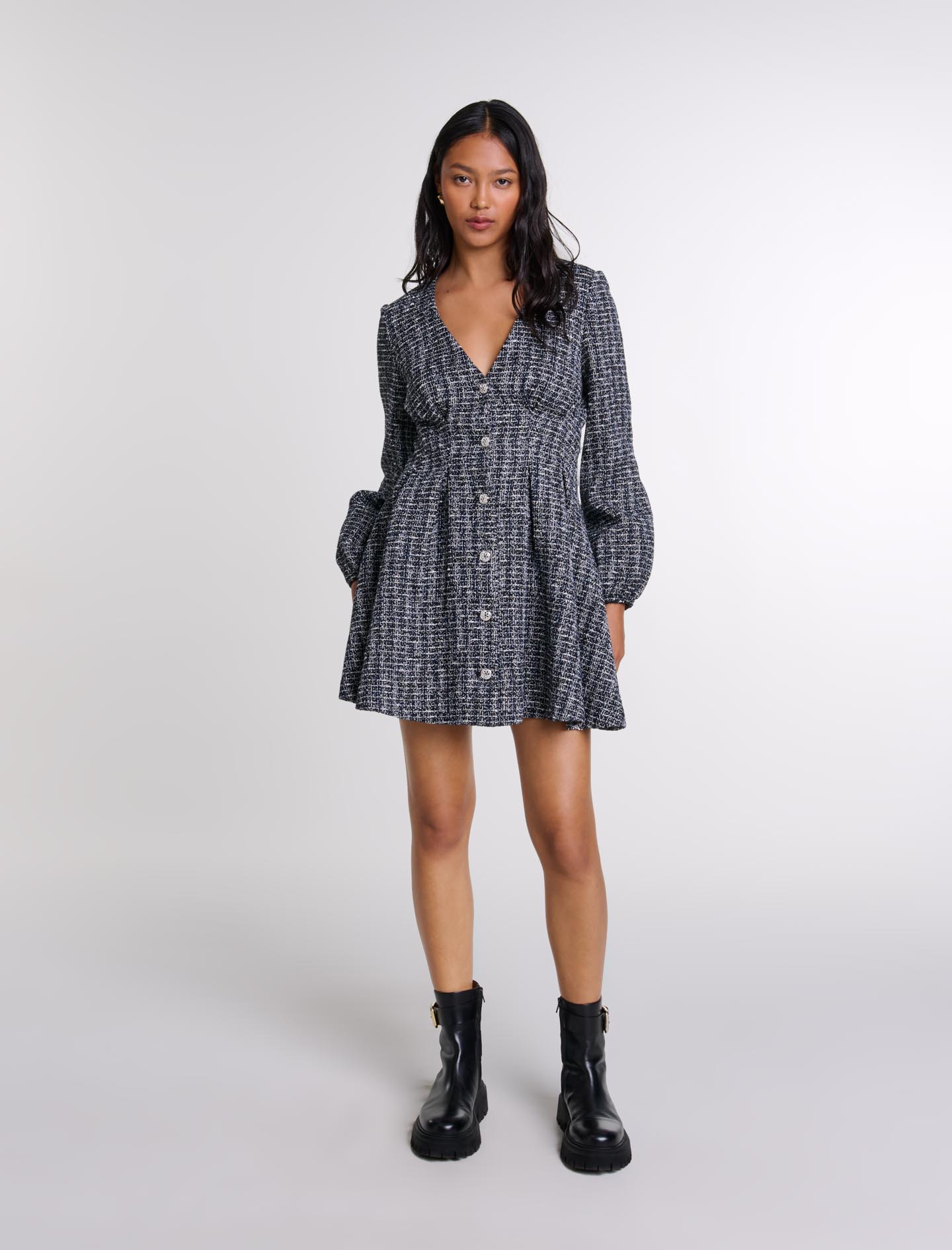 Short tweed dress Bicolor For Women | Maje