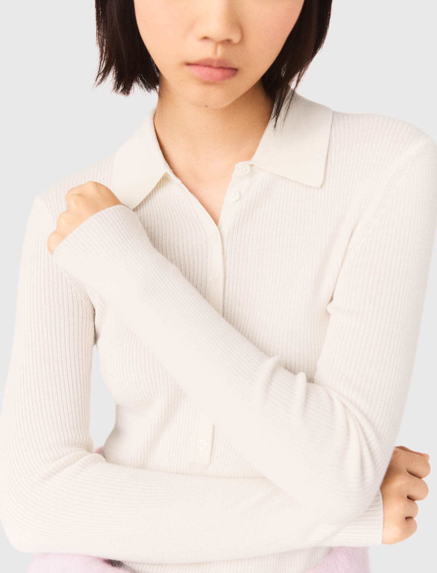 Ribbed Polo Sweater