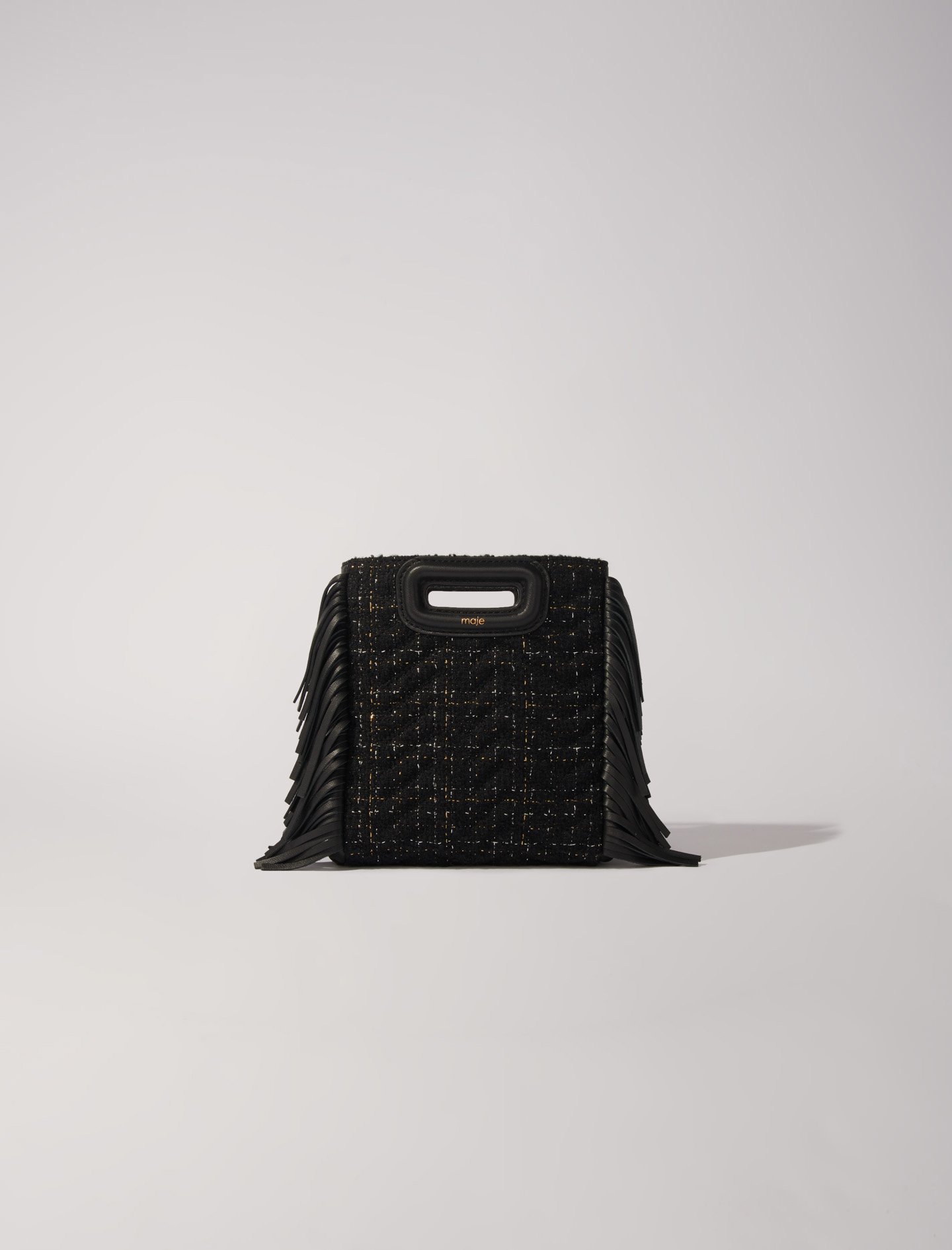 Woman's wool, Quilted tweed mini M bag for Fall/Winter, size Woman-All Bags-OS (ONE SIZE), in color Black / Black