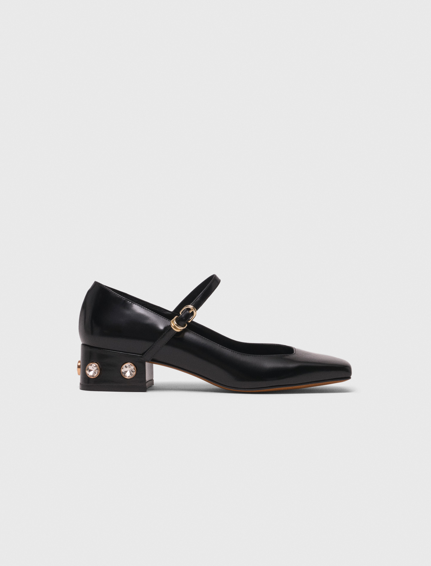 Heeled rhinestone Mary Janes Black / Gray For Women | Maje