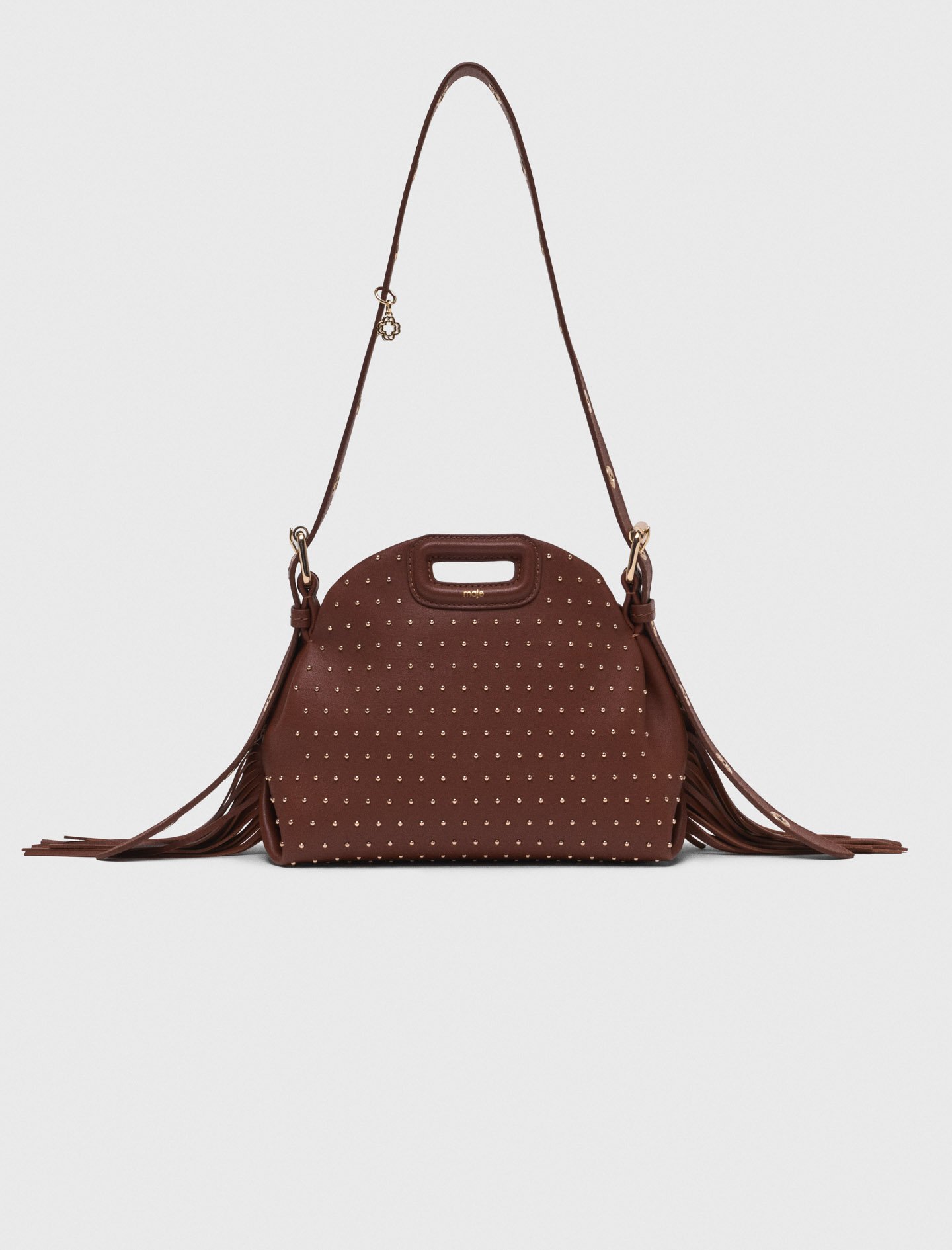 Woman's leather Miss M mini leather studded bag for Fall/Winter, size One Size, in color brown /