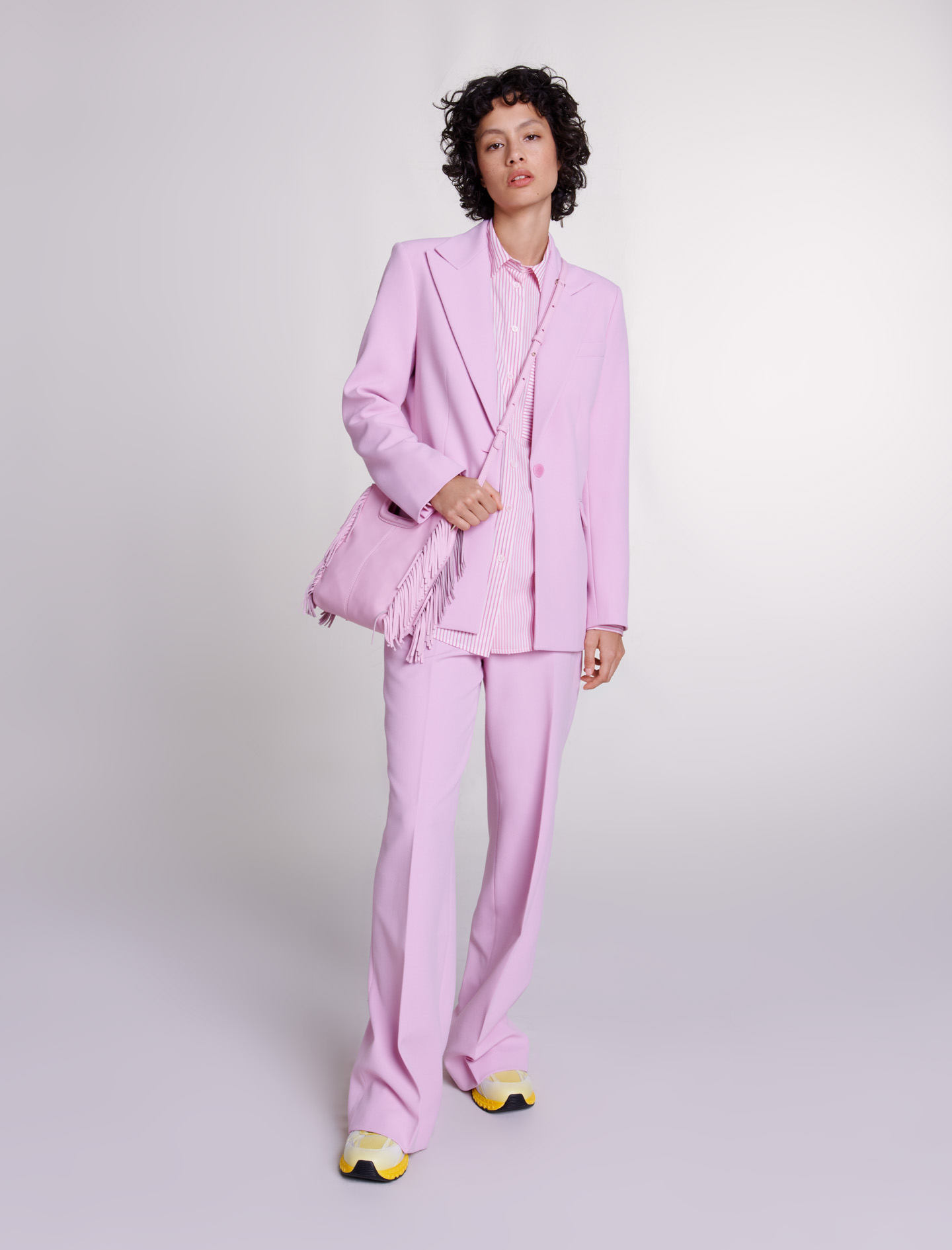 Maje Woman's polyester, Fitted suit jacket for Spring/Summer, in color Pale Pink / Red