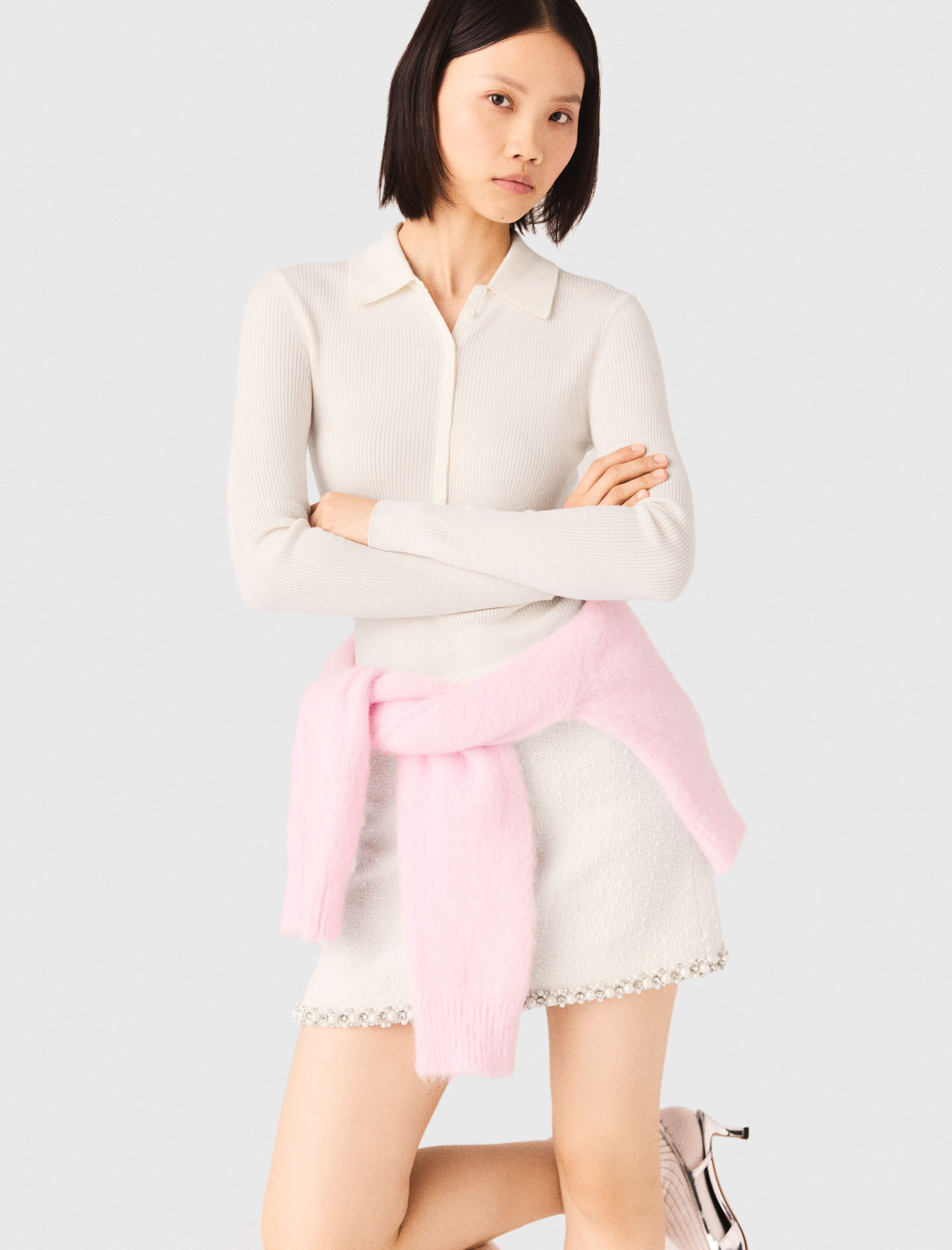 Ribbed Polo Sweater