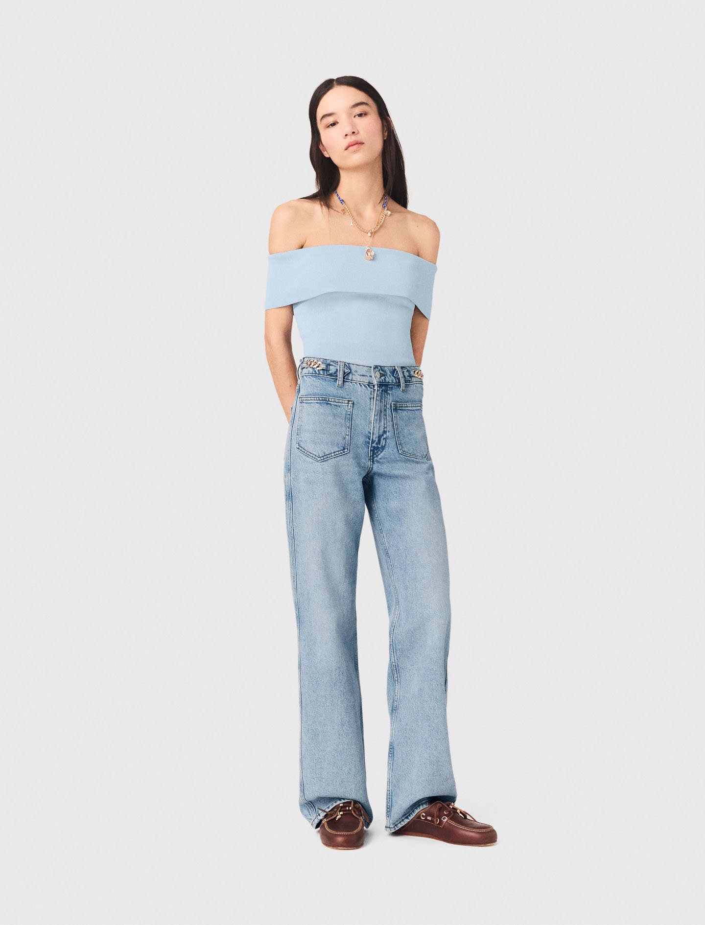 Bardot Rib Knit Top - product image