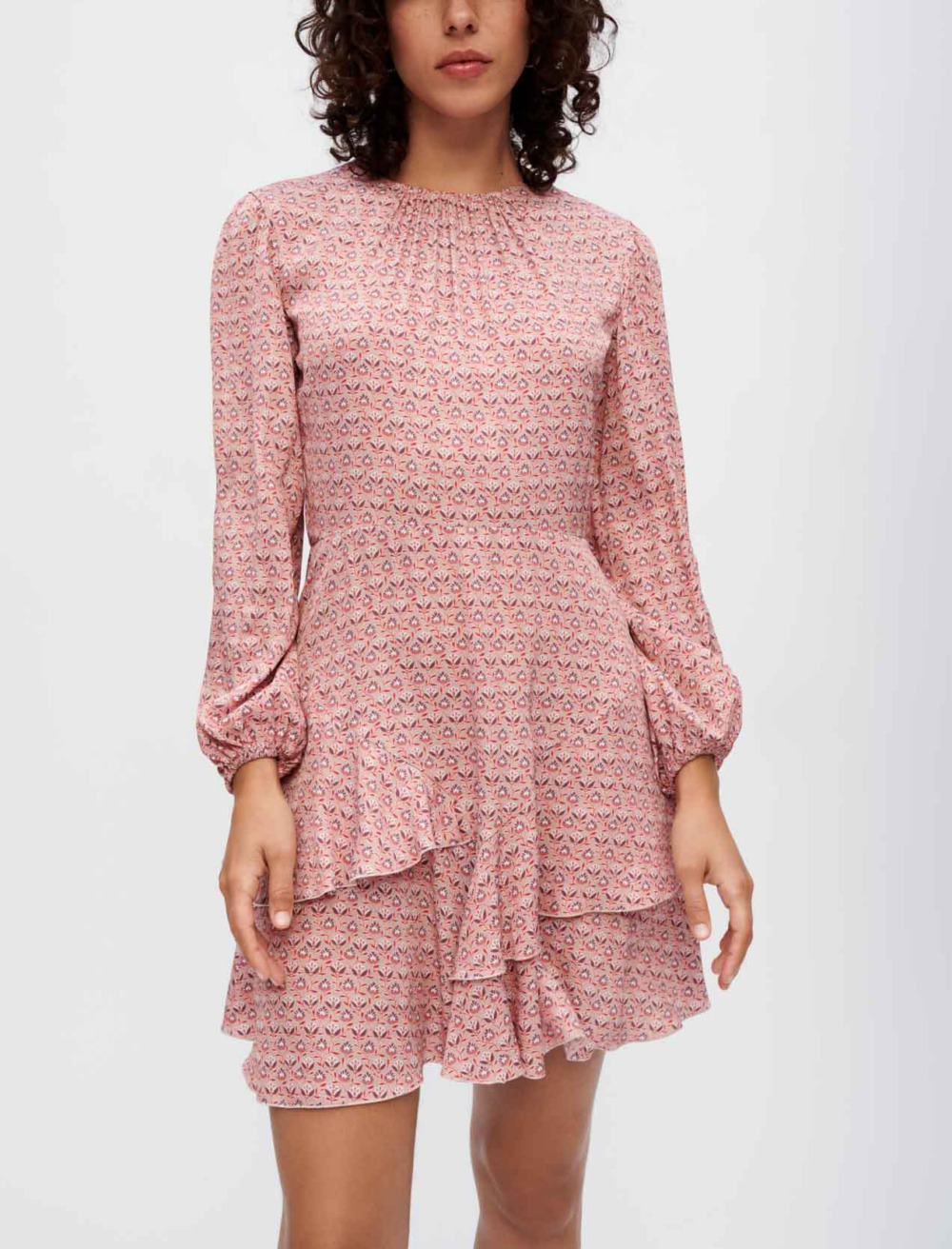 Woman
s viscose Printed viscose dress for Fall/Winter, size Woman-See All-US XL / FR 41, in color Mini flowers pink /