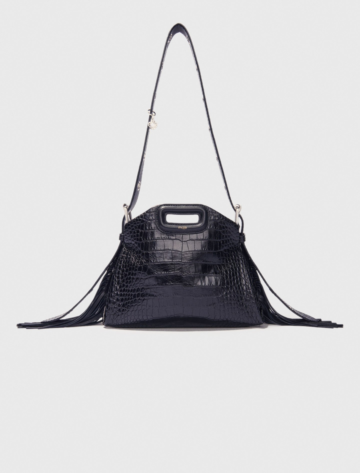 Woman's leather Miss M Mini embossed leather bag for Fall/Winter, size One Size, in color Black / Black