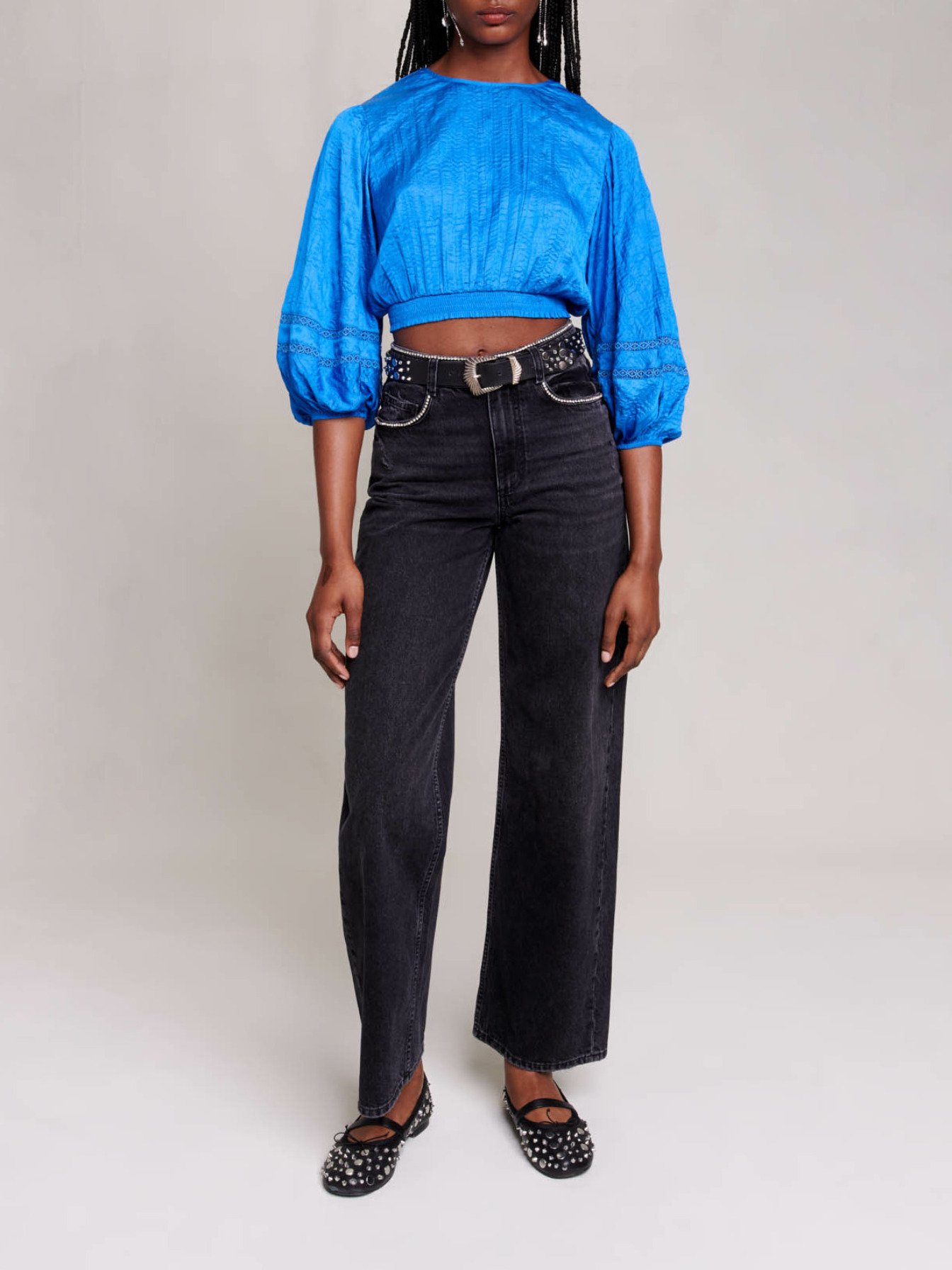 Maje Woman's polyester Satin top for Fall/Winter, in color Blue / Blue