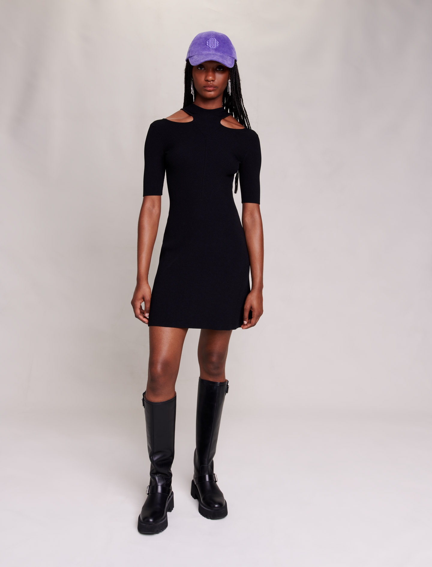 Maje Woman's viscose, Cutaway short dress for Fall/Winter, in color Black / Black