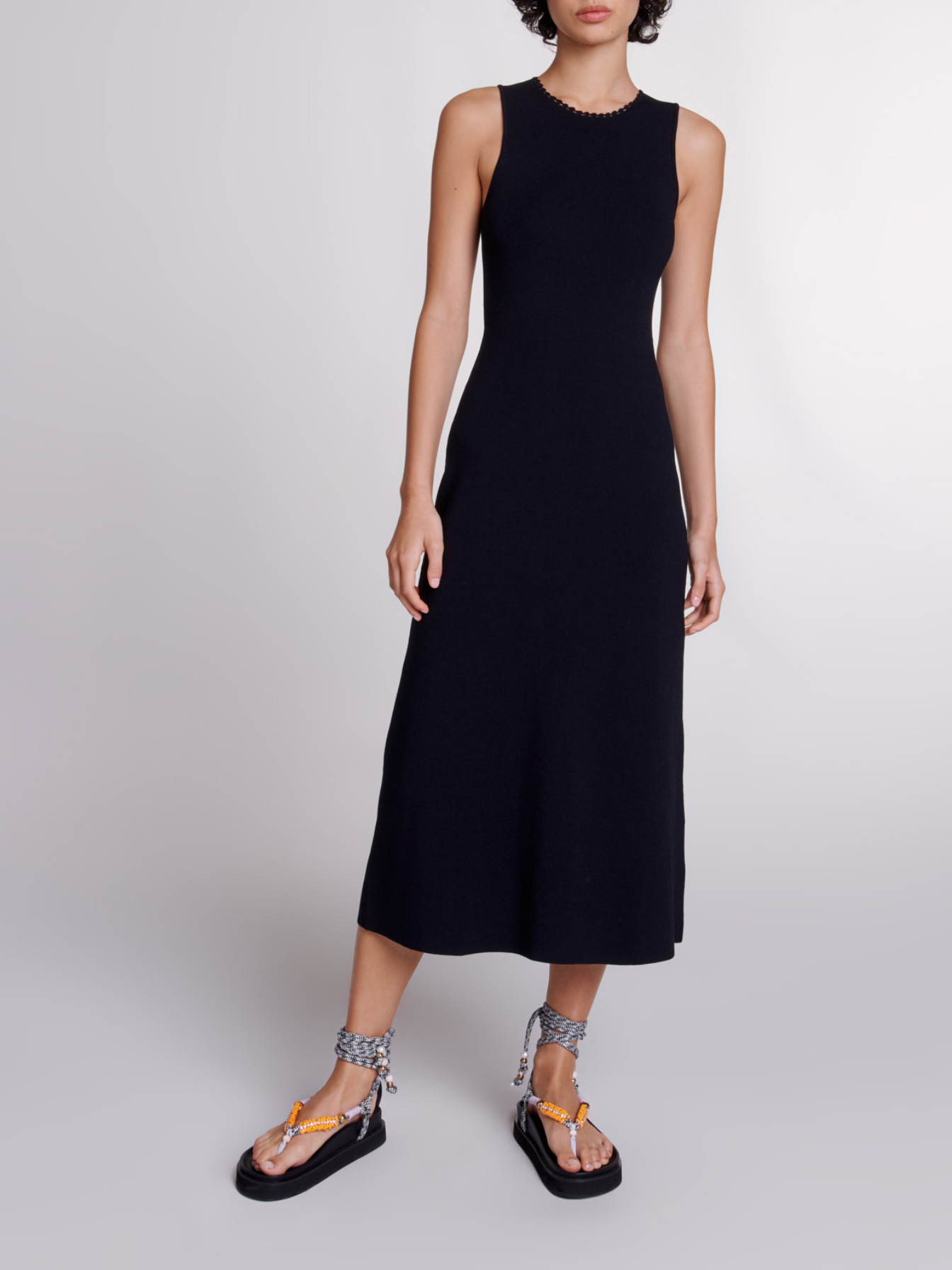 Maje Woman's viscose Cutaway knit maxi dress for Spring/Summer, in color Black / Black