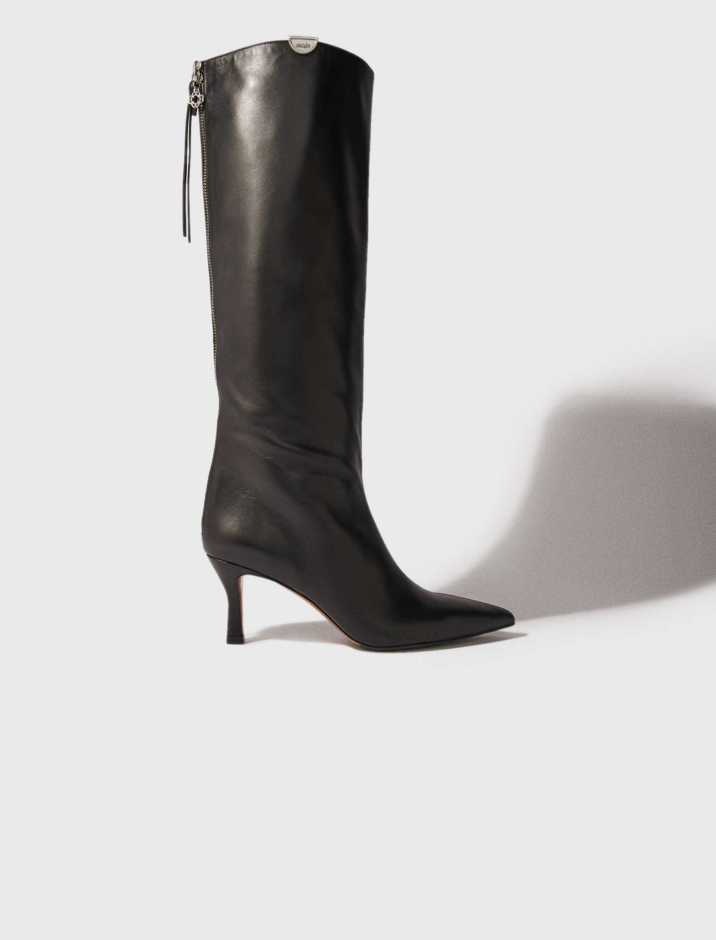 Woman's polyurethane Pointed-toe leather boots for Fall/Winter, size 9.5, in color Black / Black