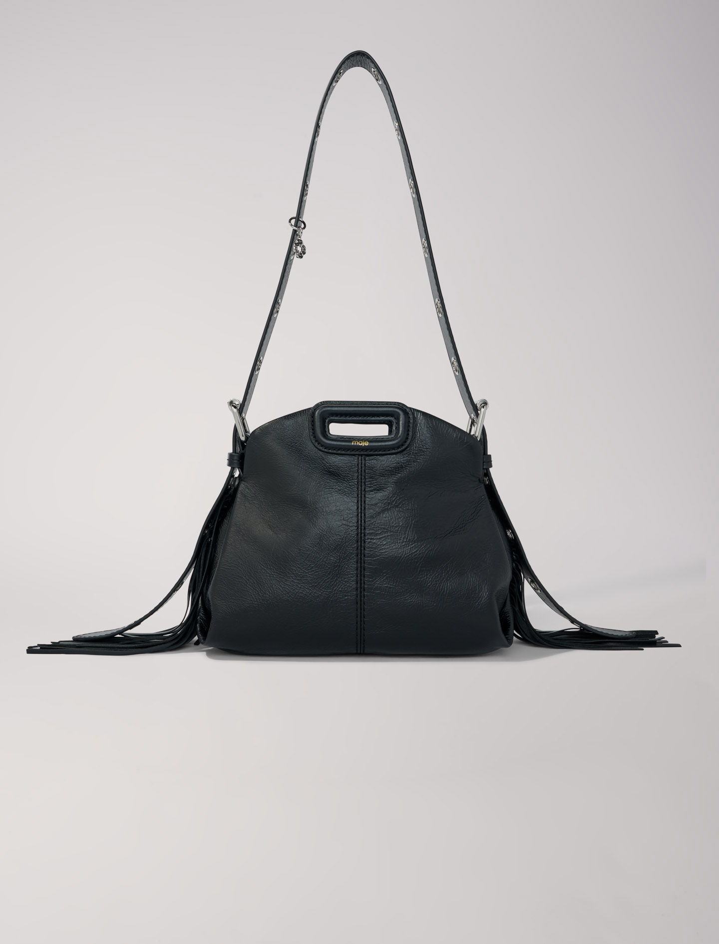 Mixte's polyester Leather: Crackle leather mini Miss M bag for Spring/Summer, size Mixte-All Bags-OS (ONE SIZE), in color Black / Black