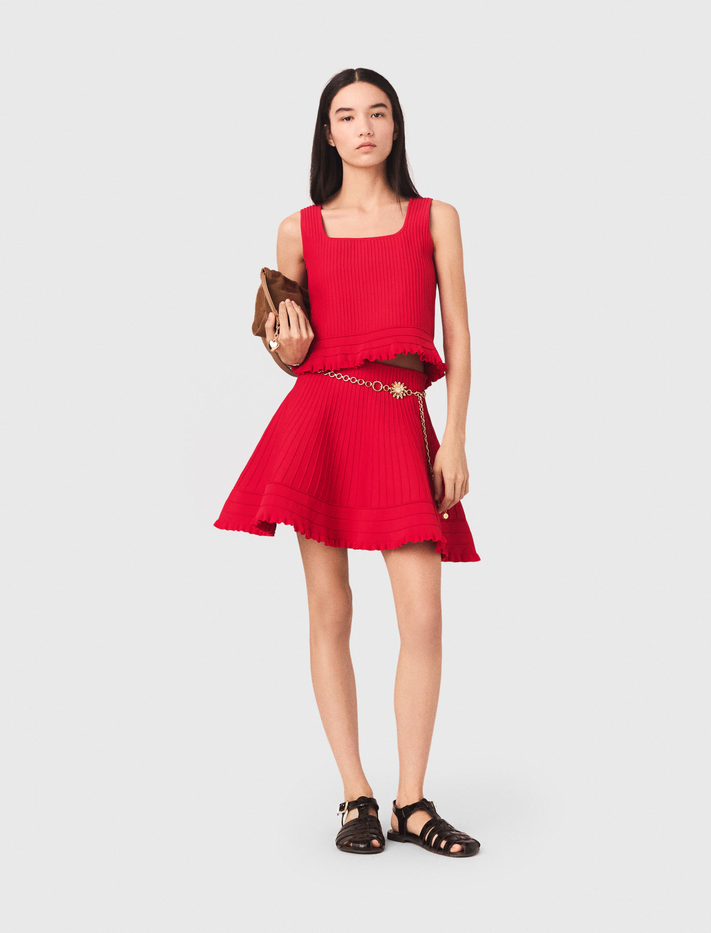 トップス HOUGA RUFFLED TOPS red Ruffled knit top Red For Women | Maje