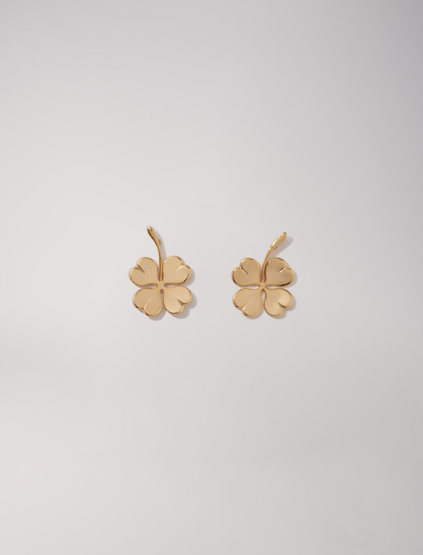 Shop Maje Woman's Brass Shamrock Earrings For Fall/winter In Gold